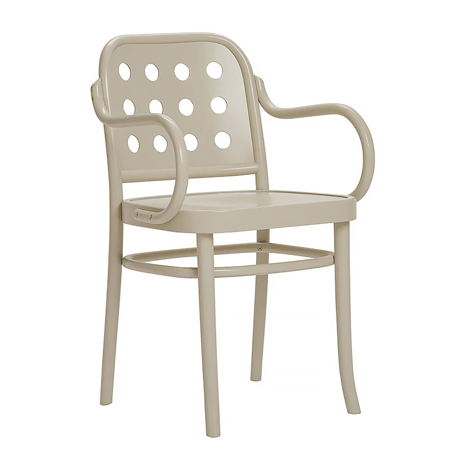 Armchair with round holes in the backrest