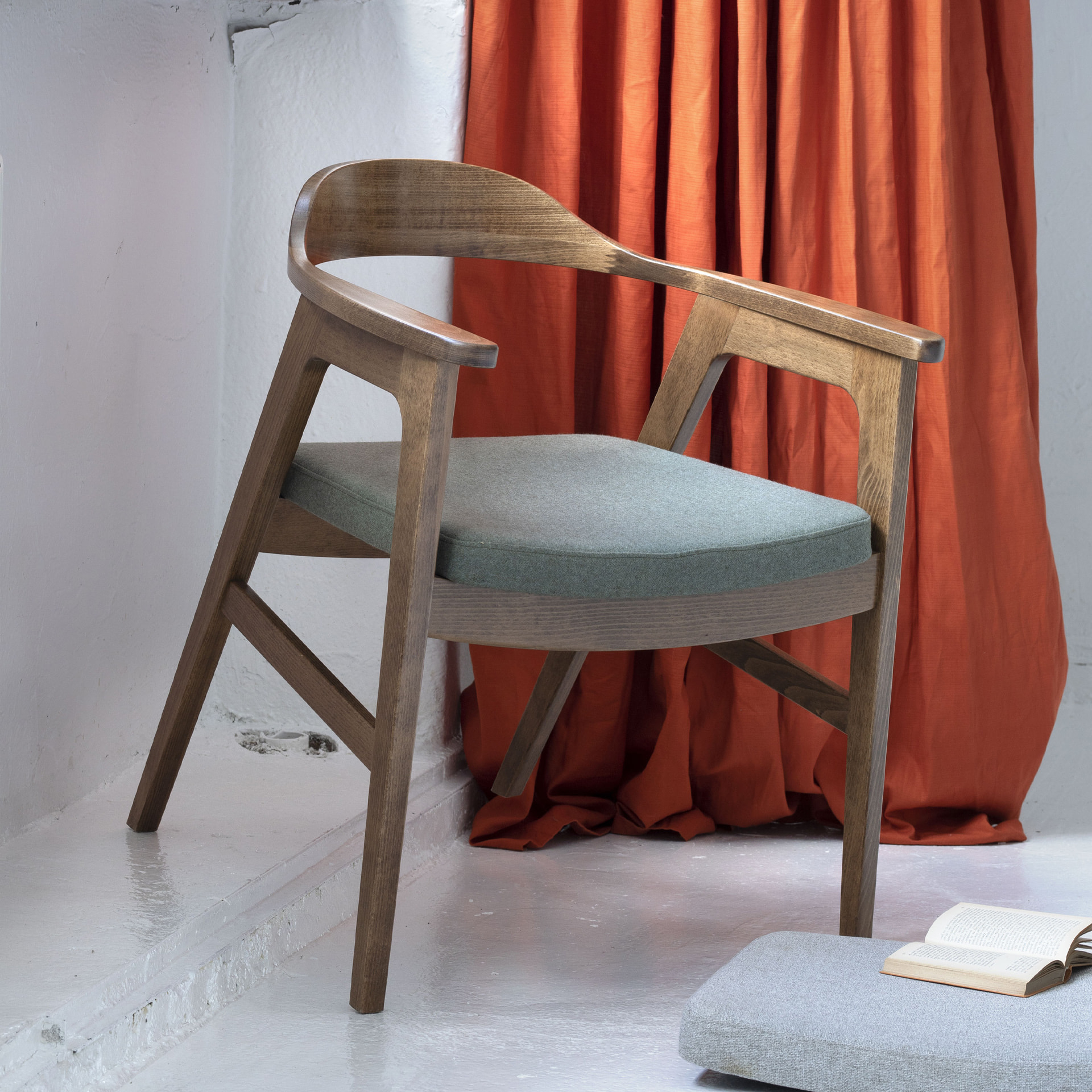 Wooden armchair with upholstered seat B-6210 Heritage