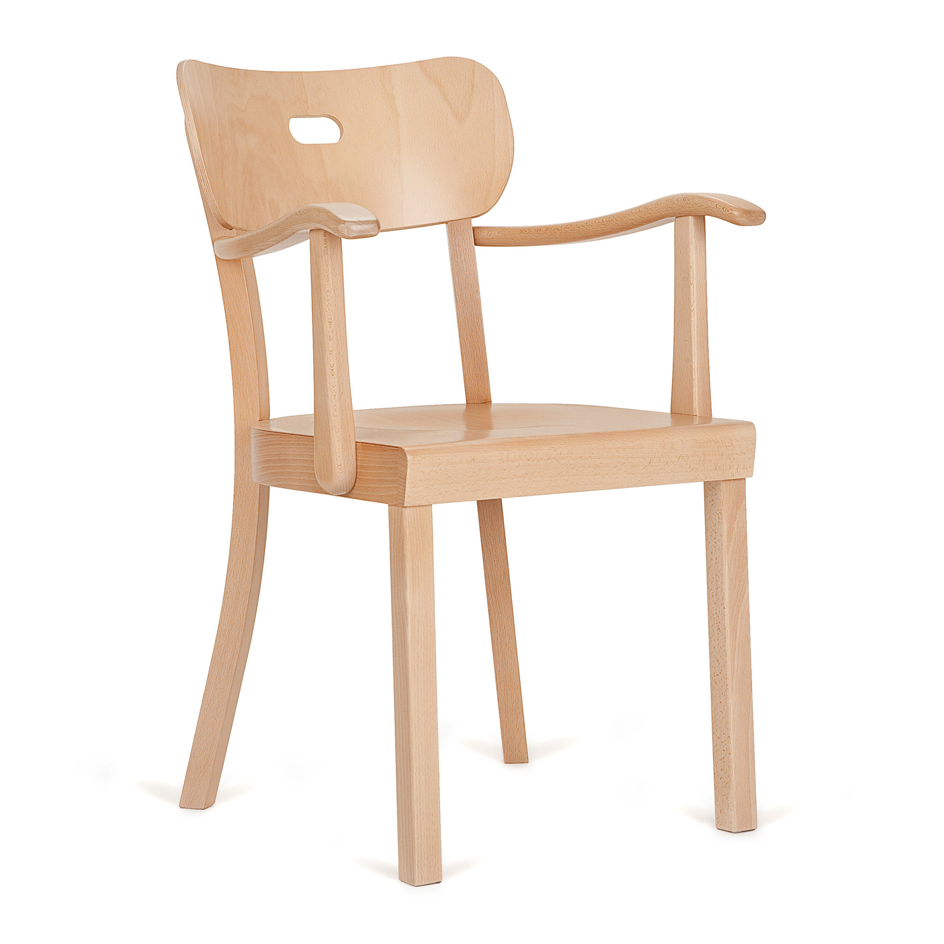 Wooden armchair with solid or padded seat