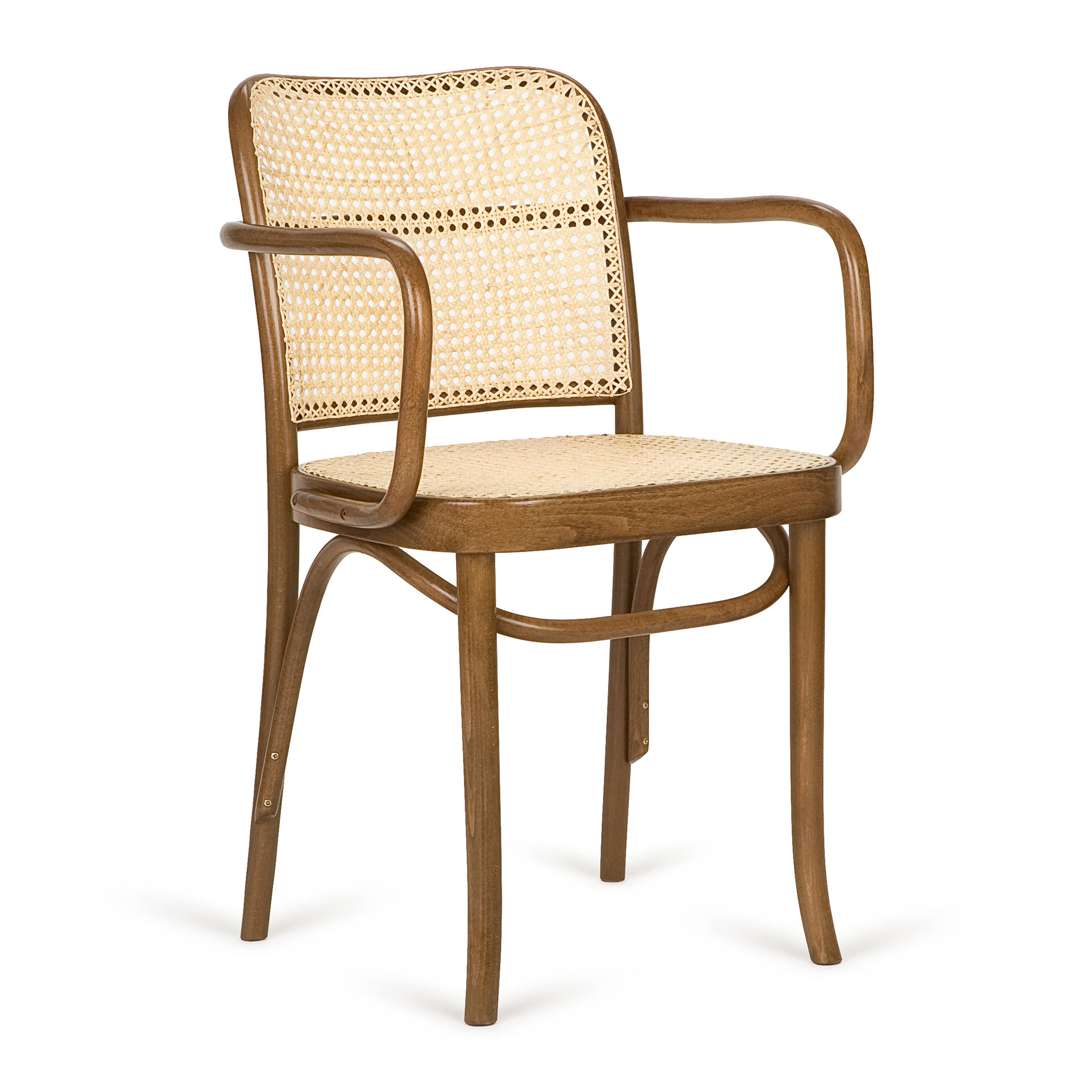 Bentwood armchair with woven back and seat
