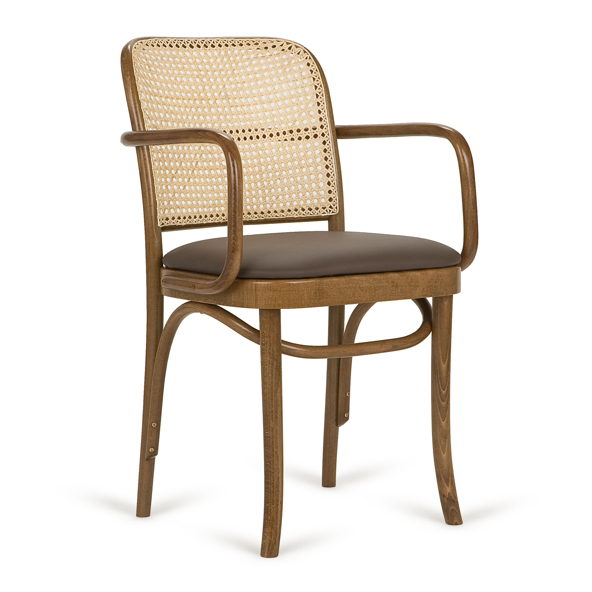 Bentwood woven armchair with padded seat