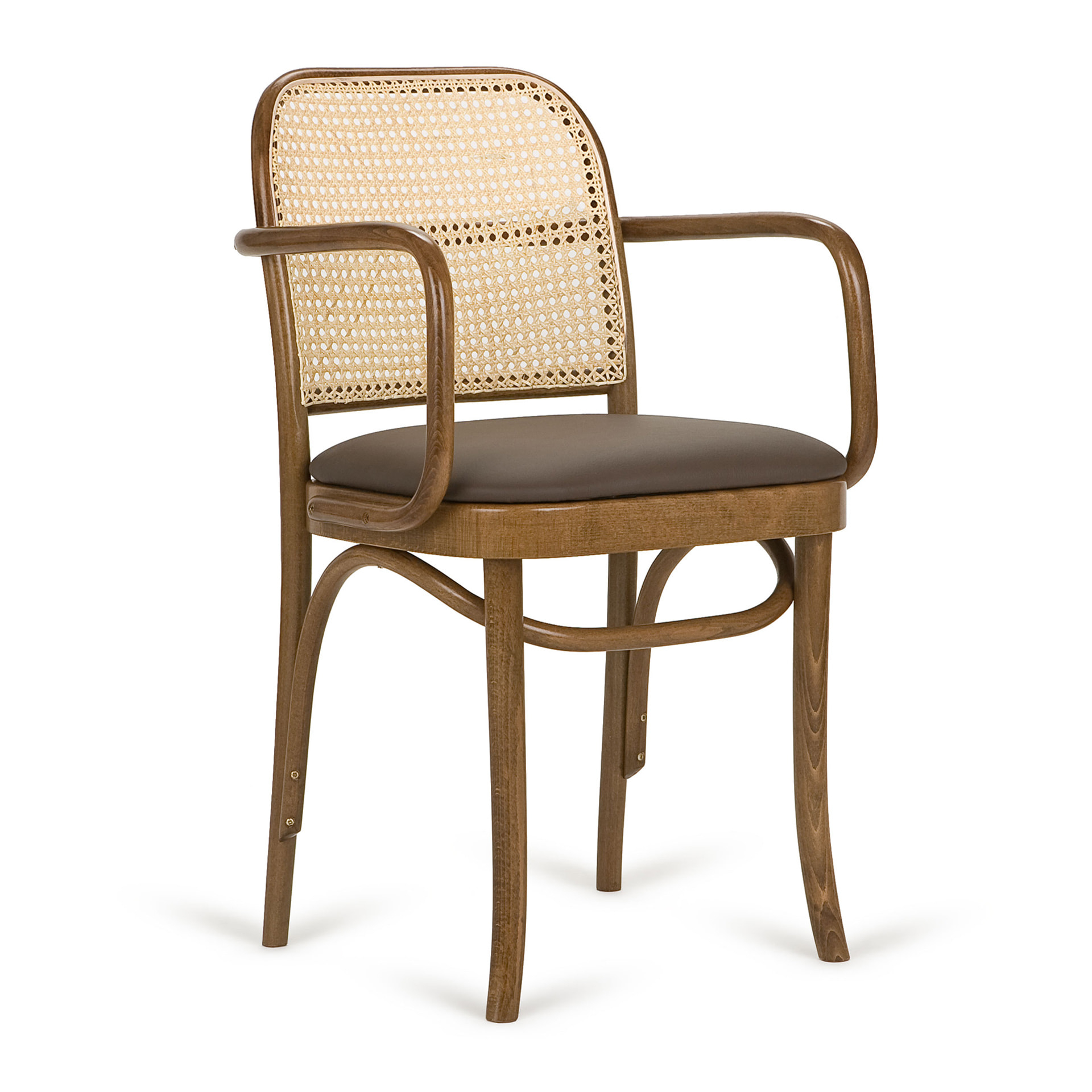 Bentwood woven armchair with padded seat