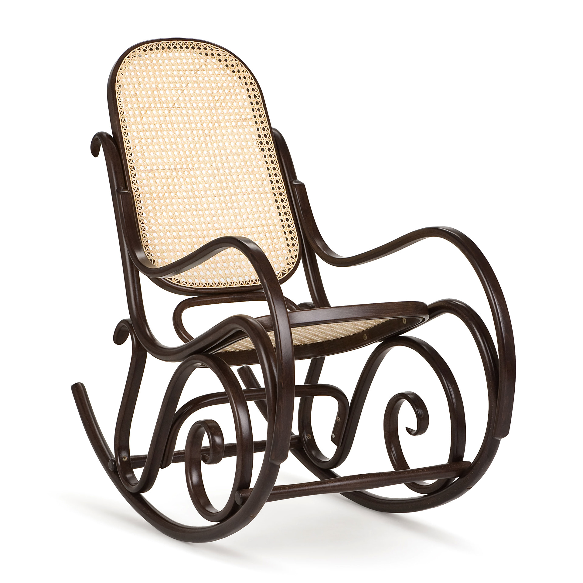 Bentwood rocking chair with straw back and seat B-8250