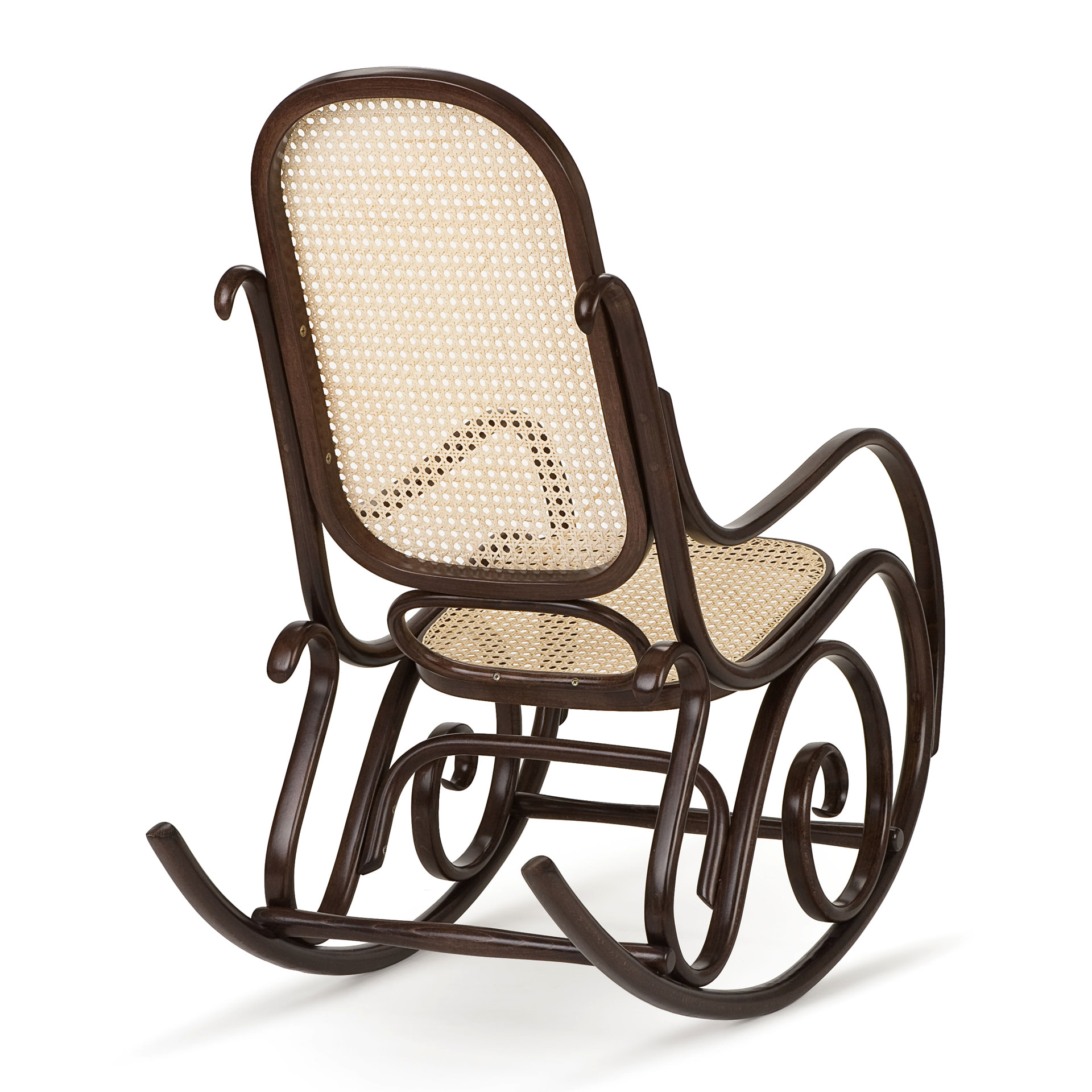 Bentwood rocking chair with straw back and seat B-8250