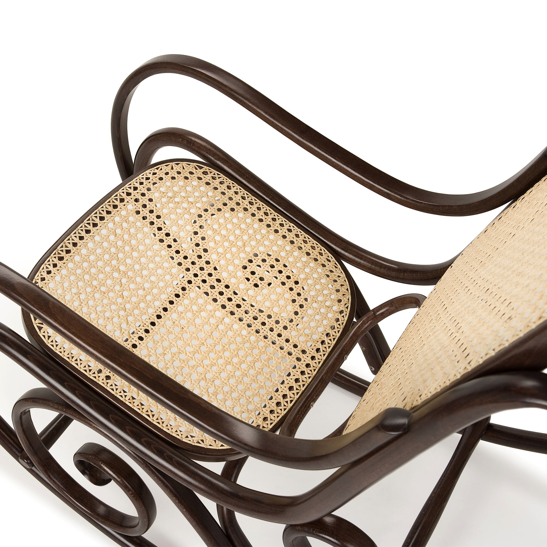 Bentwood rocking chair with straw back and seat B-8250