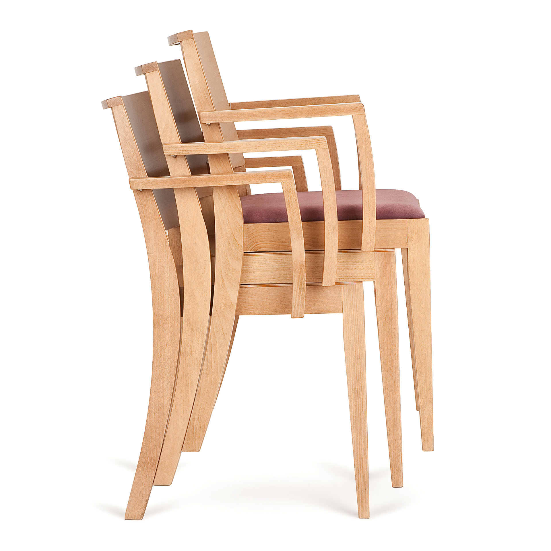 Solid wood chair with armrests and solid seat B-9231