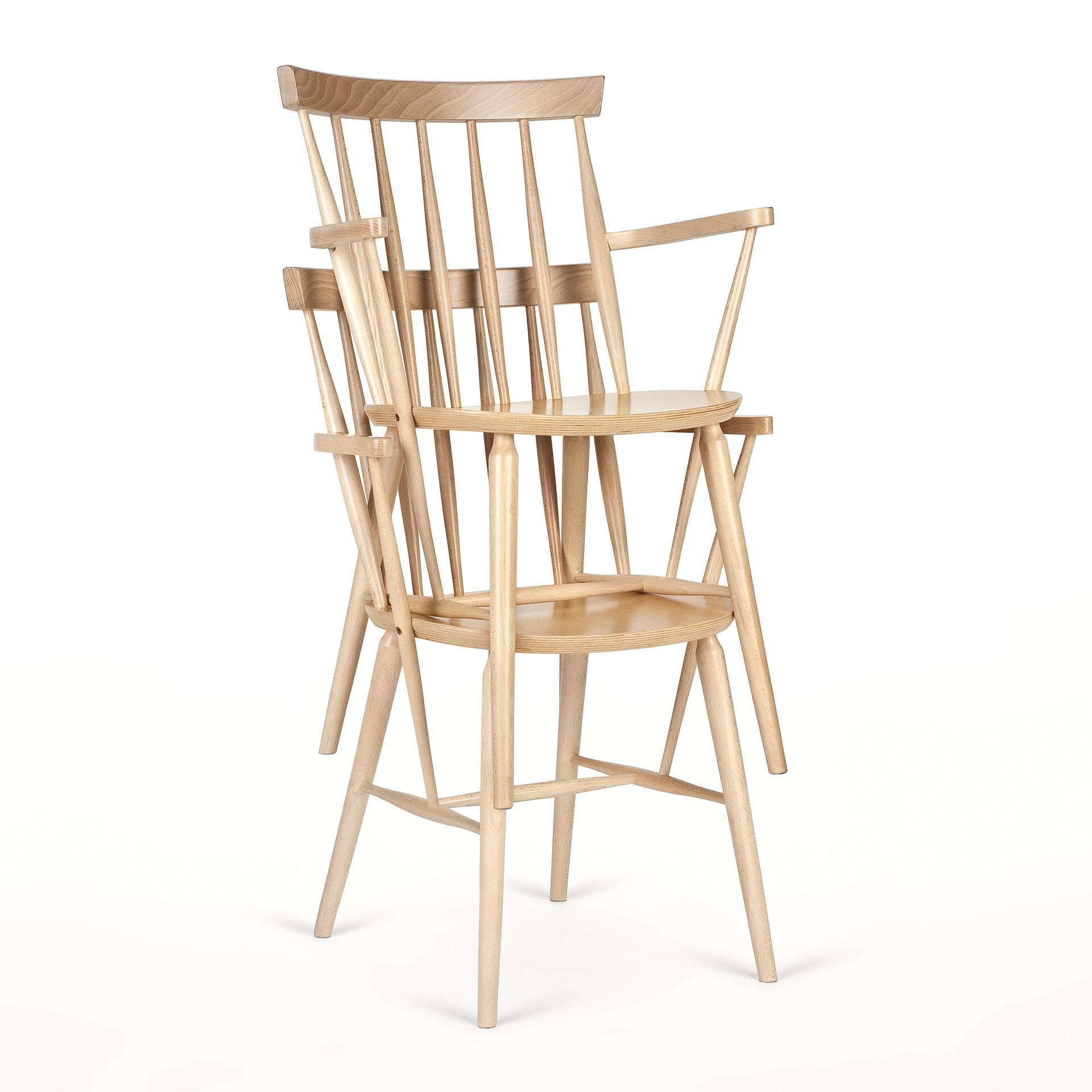 Wooden armchair with vertical slat back B-9850 Antilla
