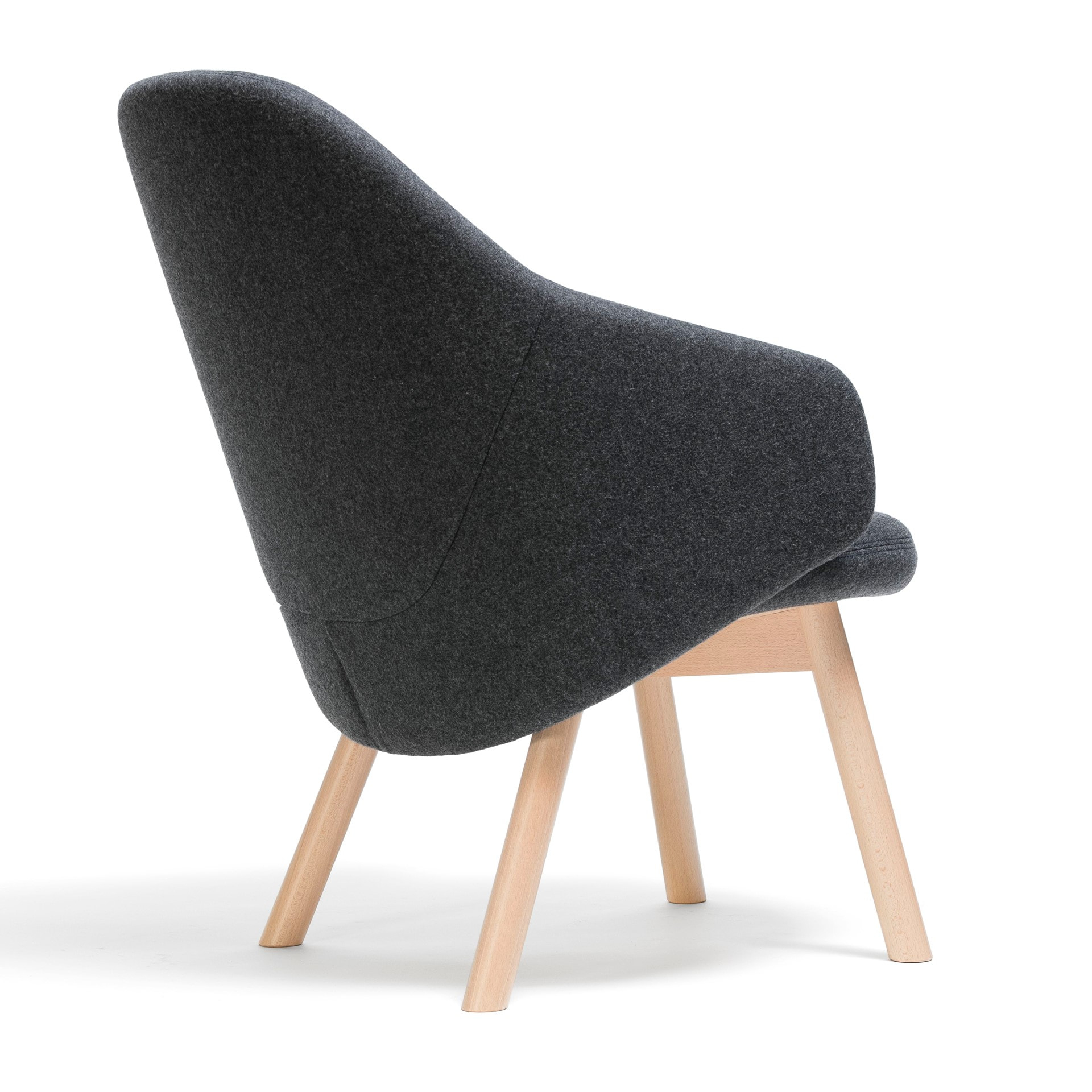 Upholstered lounge armchair with wooden legs B-Albu