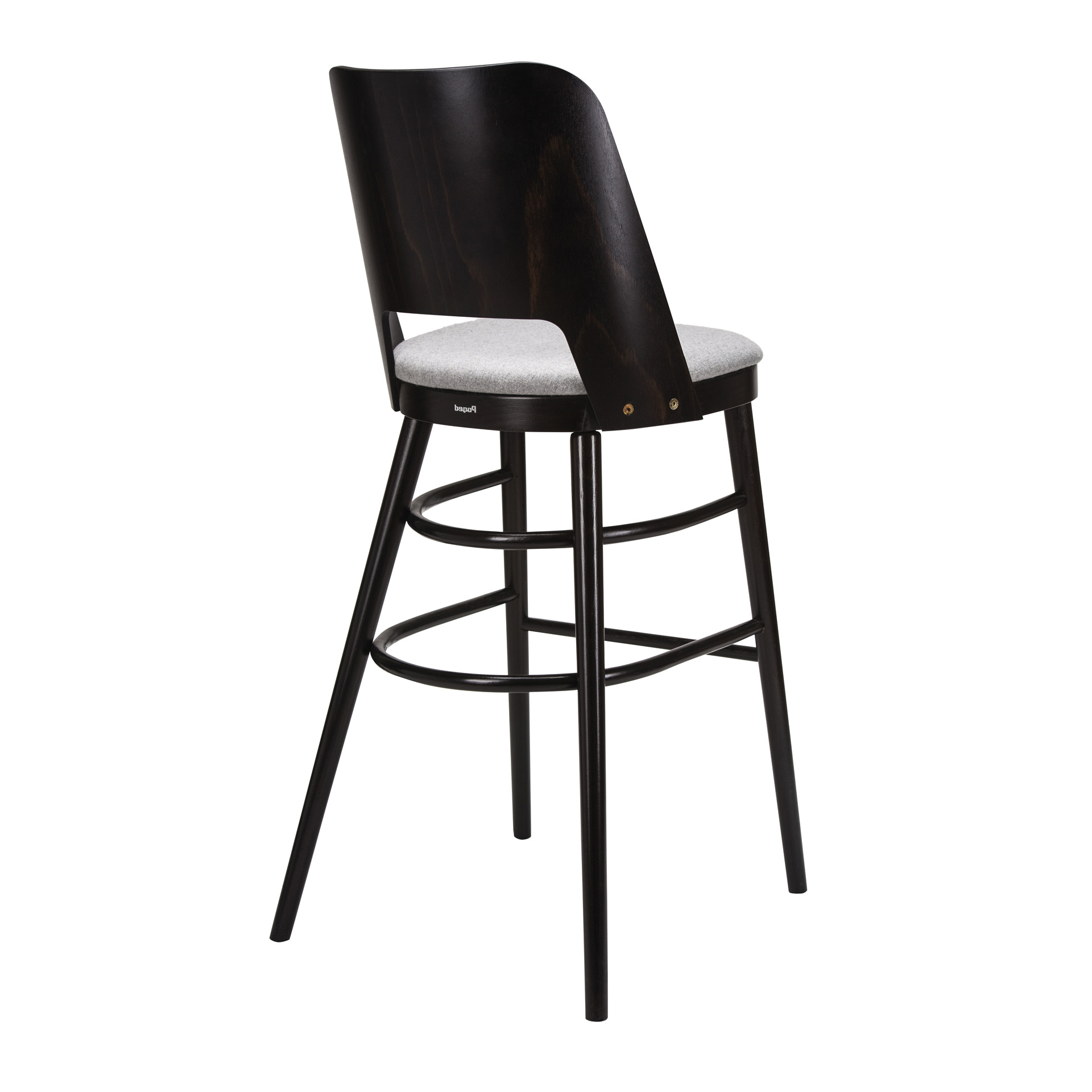 Semi-upholstered bar stool with curved back H-0043