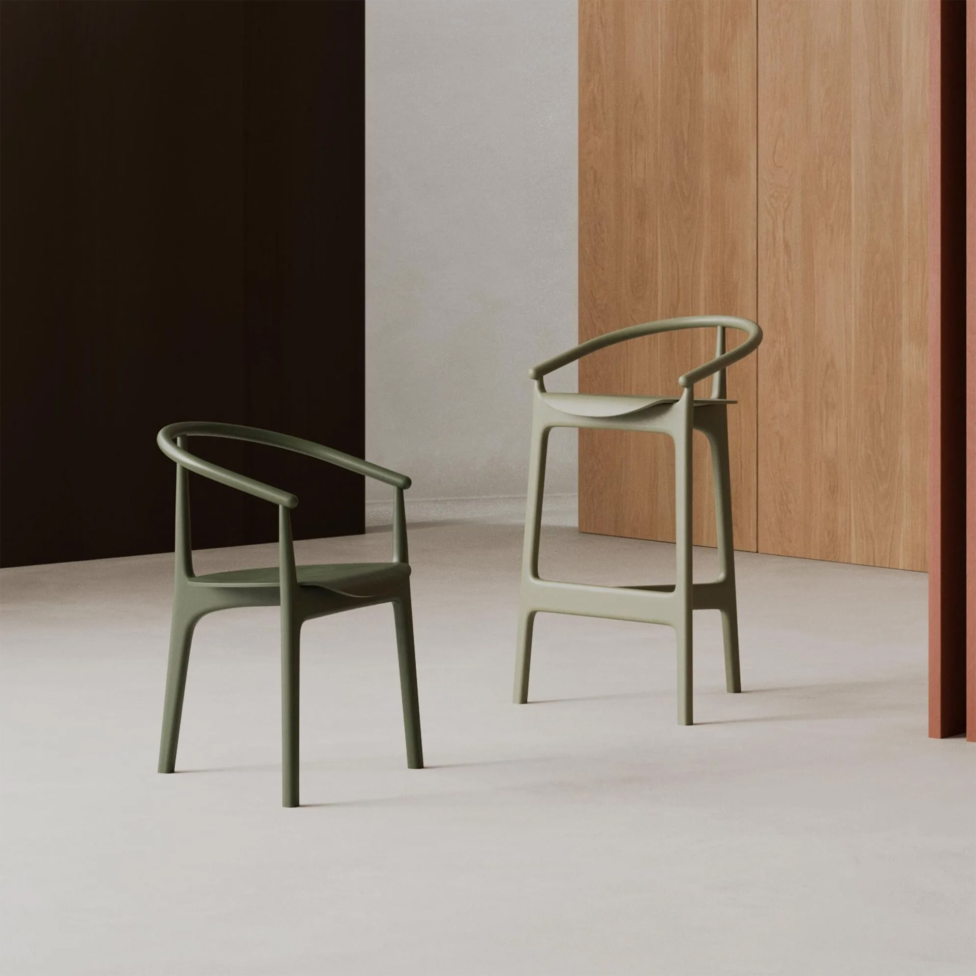 Wooden bar stool with three legs H-2940 EVO