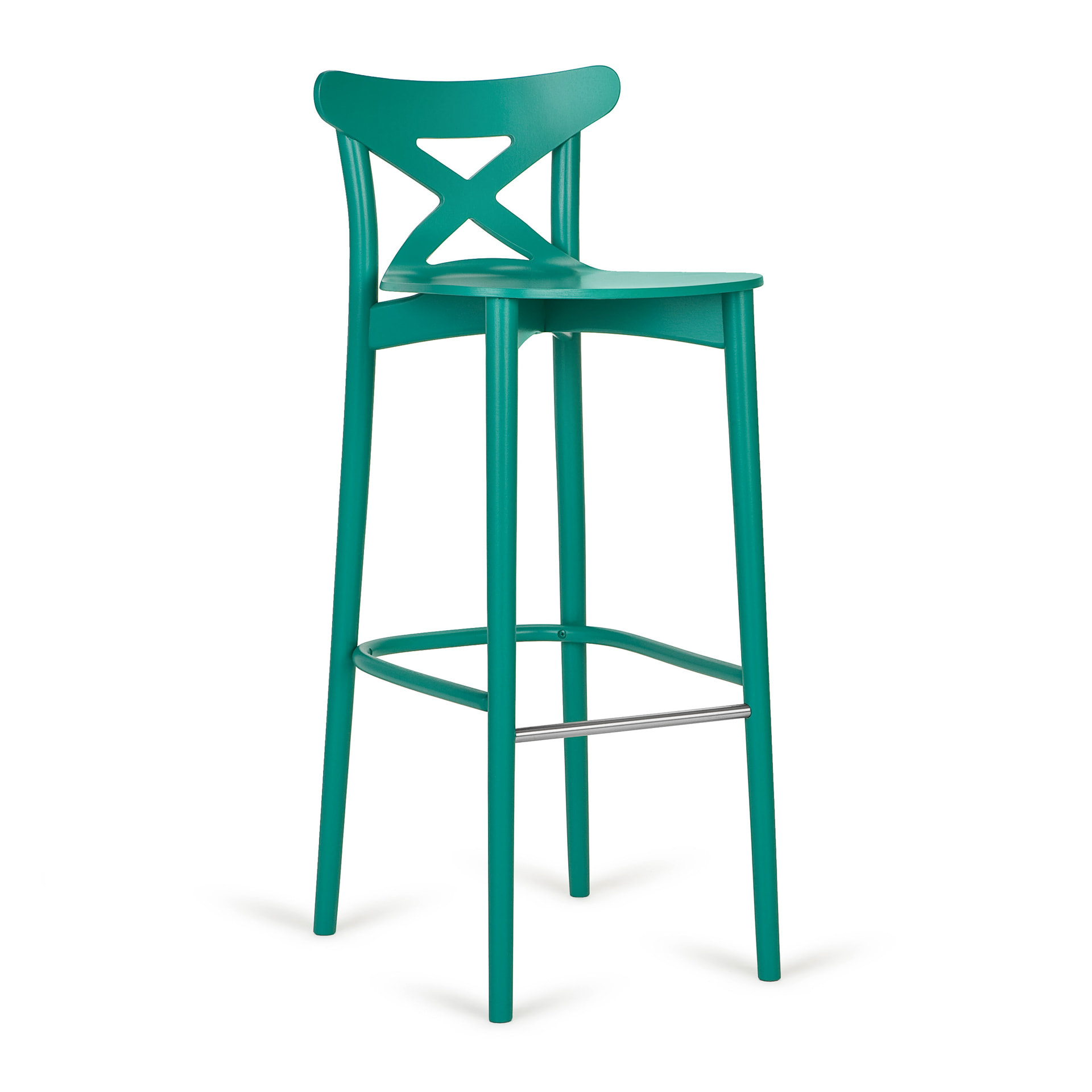 Wooden cross back bar stool with plywood or upholstered seat H-4313 Corte