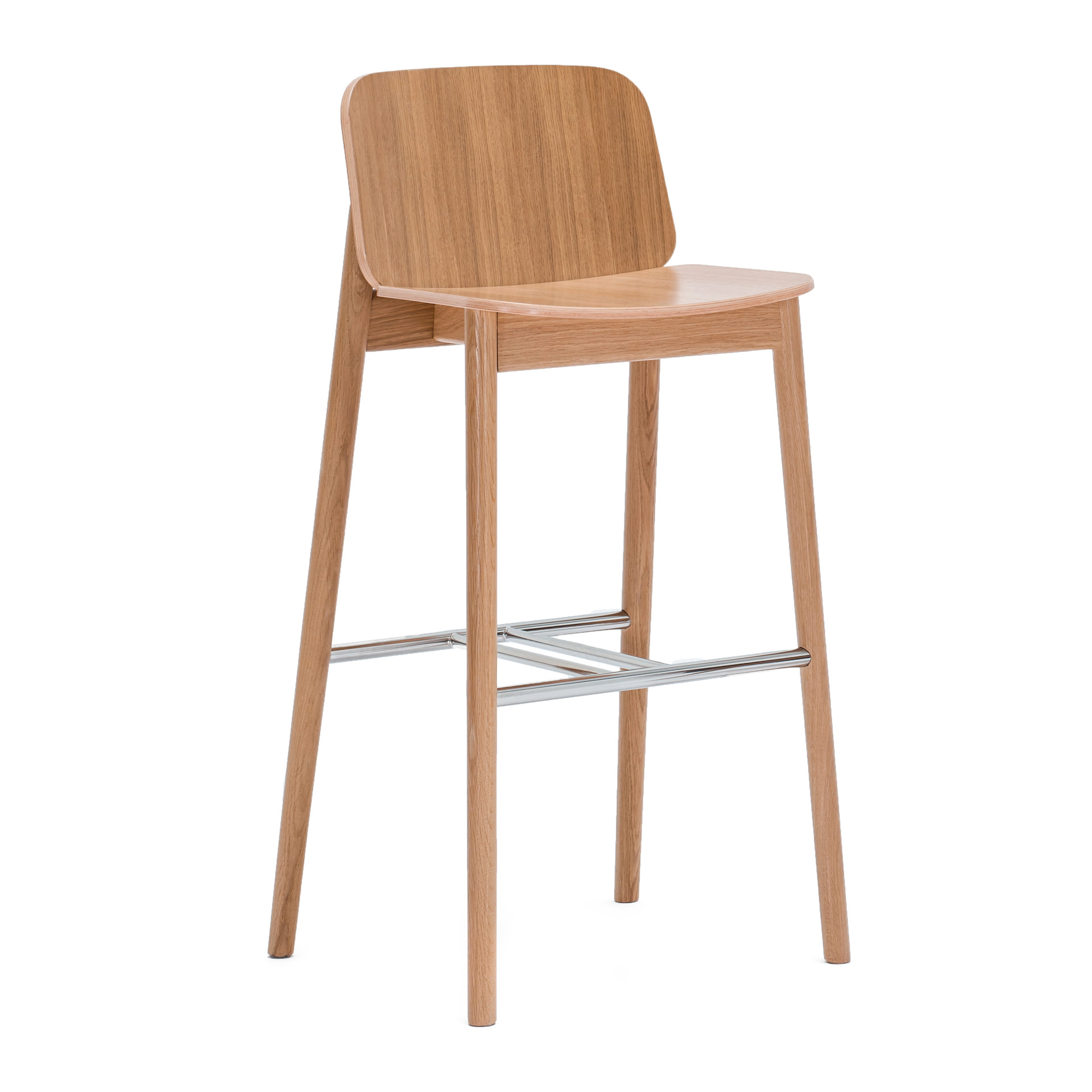 Beech high stool with a low back