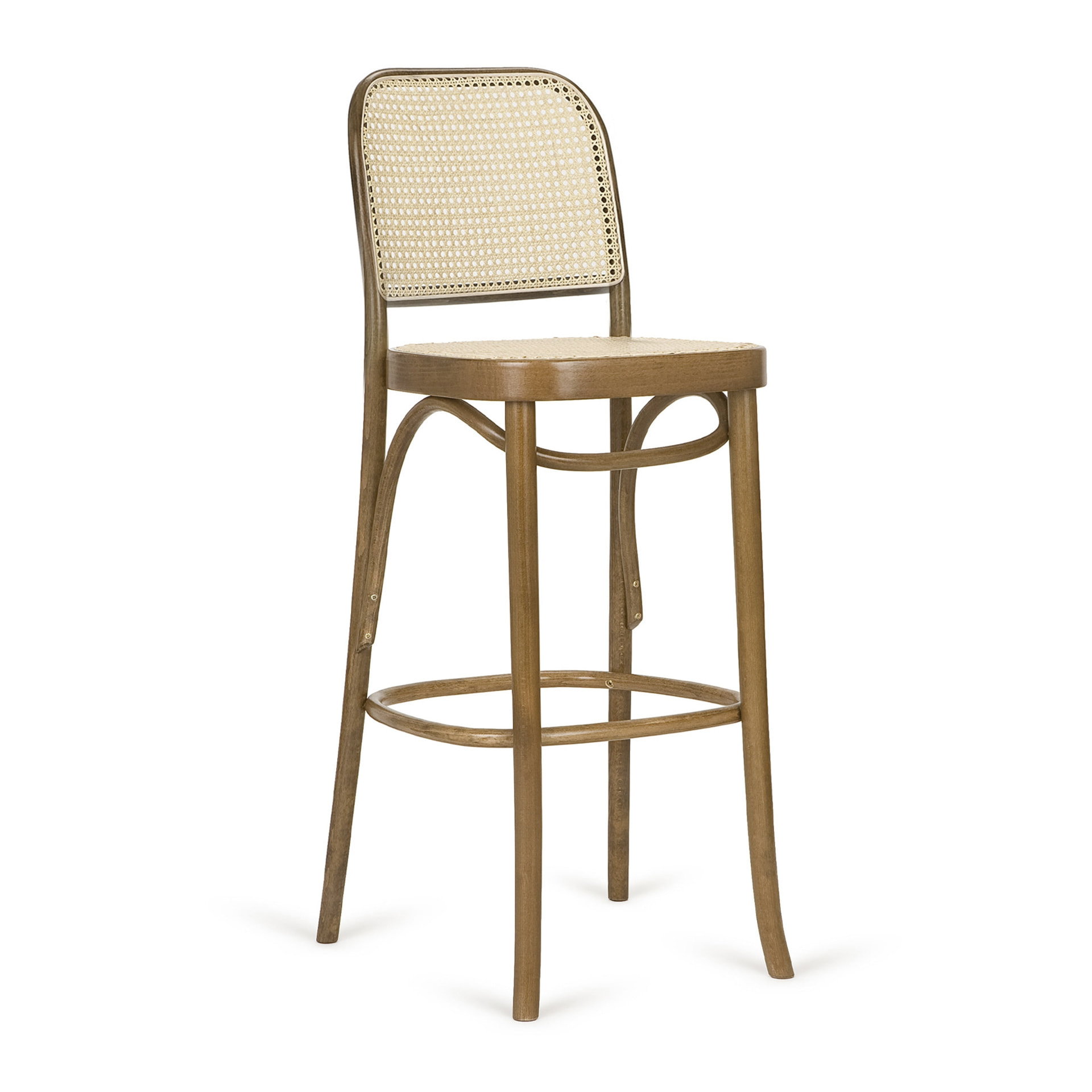 Bentwood bar stool with wicker back and seat H-8137 CS