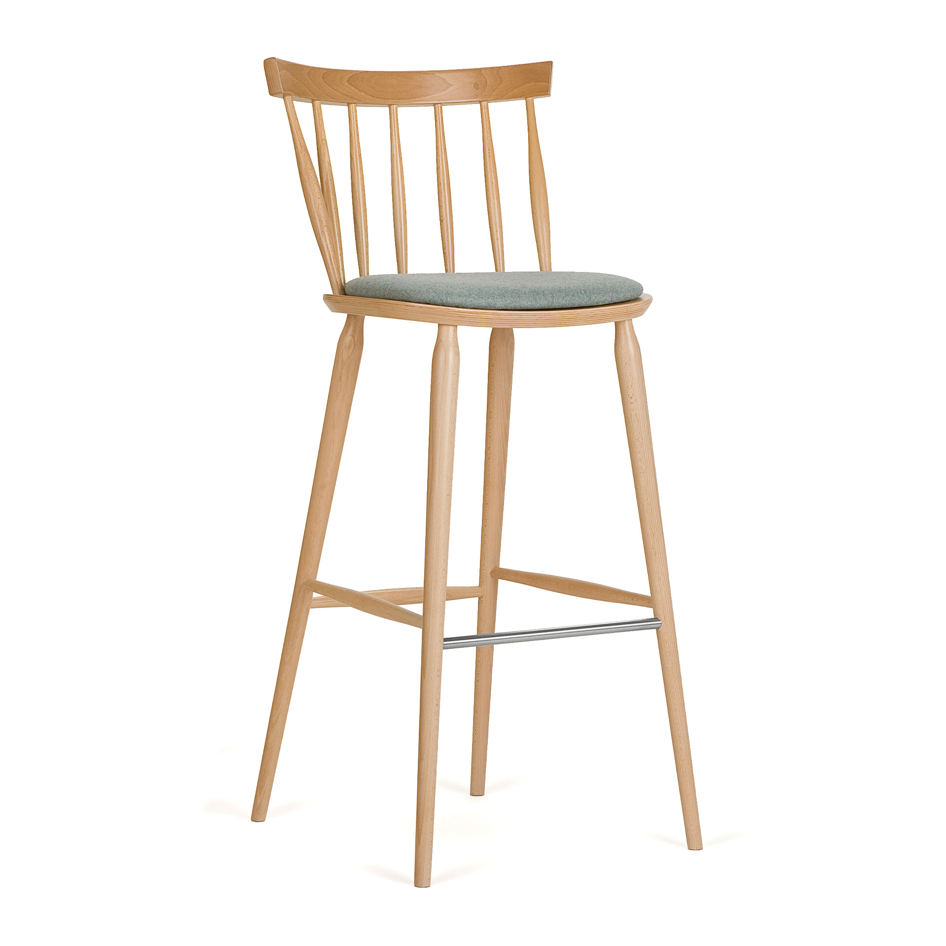 Beech vertical slat back bar stool
