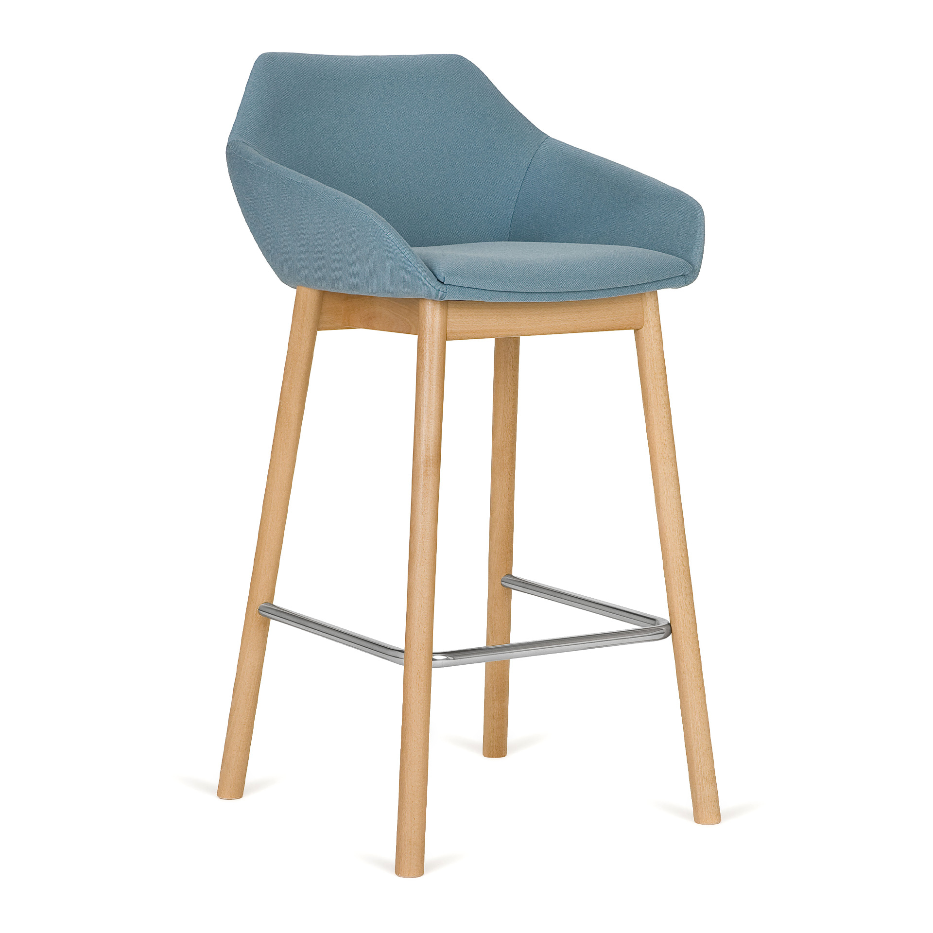 Upholstered wooden bar stool with armrests H-Tuk