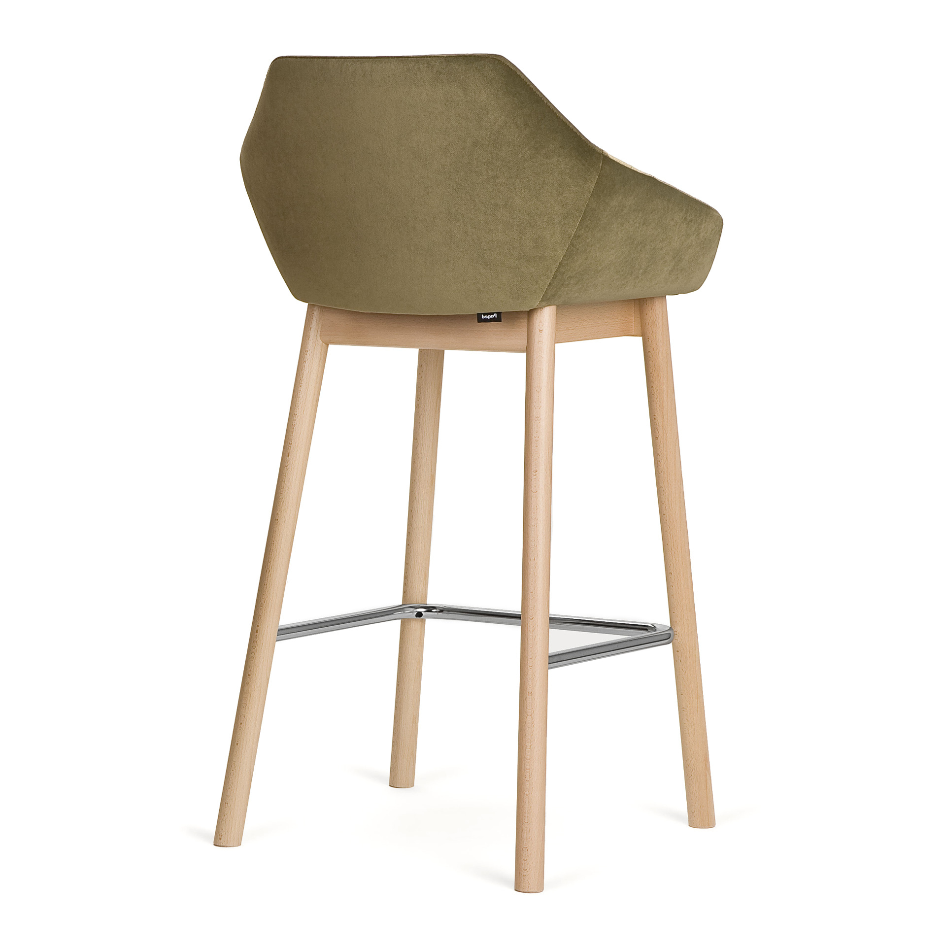 Upholstered wooden bar stool with armrests H-Tuk
