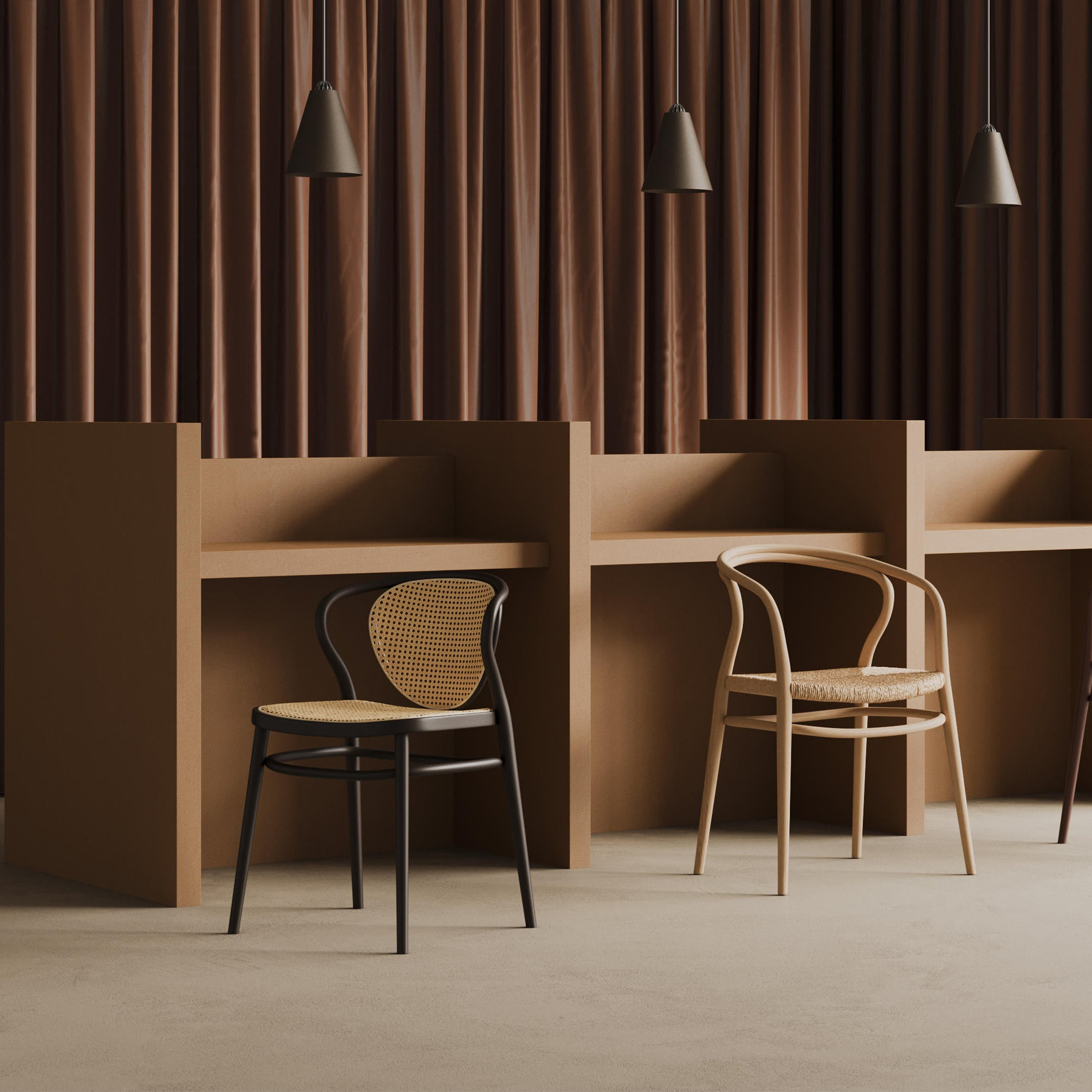 Bentwood chair with straw back A-1400