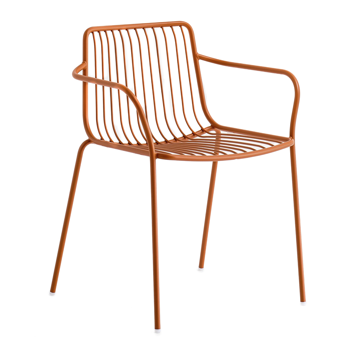 Metal stackable chair with armrests