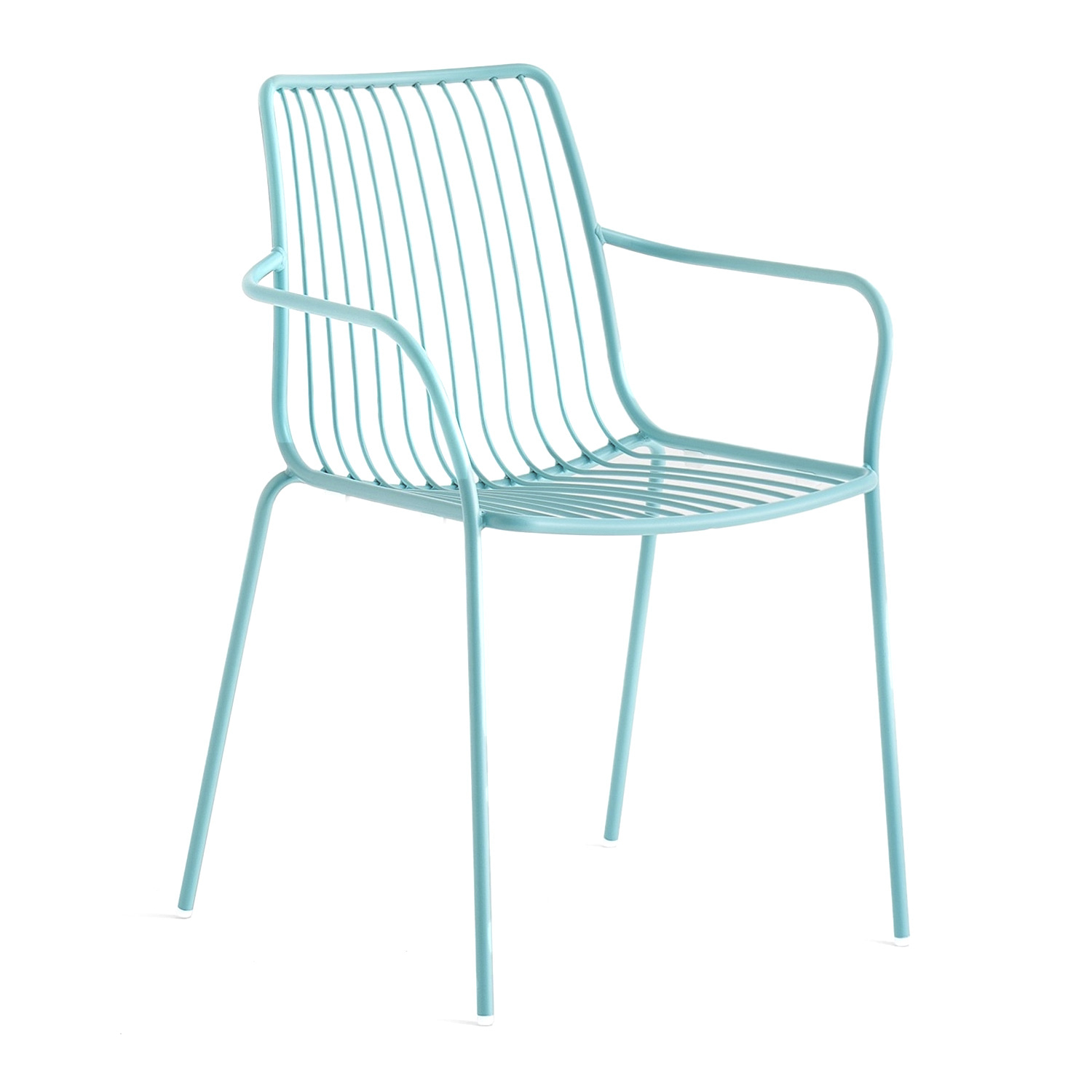 Metal stackable chair with armrests