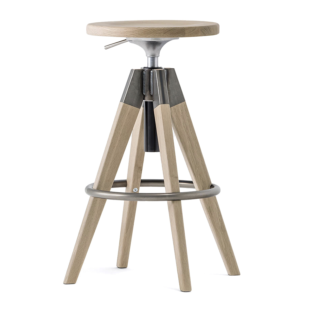 Swivel with gas lift stool with solid oak seat and legs C-Arki ARKW6