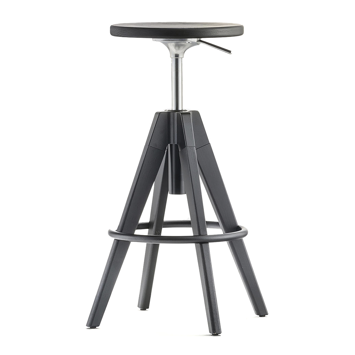 Swivel with gas lift stool with solid oak seat and legs C-Arki ARKW6