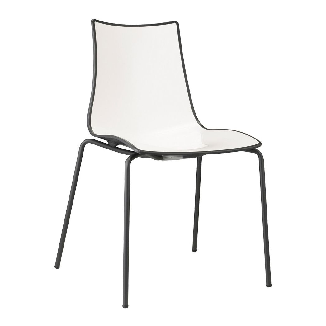 Chair with polymer shell and steel frame A-2272 Zebra Bicolore
