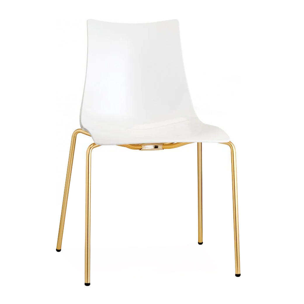 Stackable polycarbonate chair with legs with brass finish A-2273 Zebra Antishock