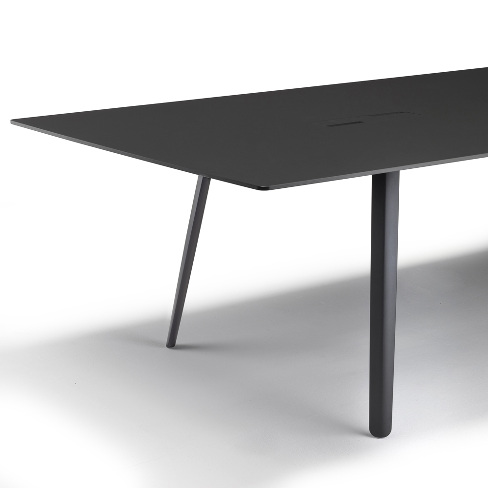 Die-cast aluminum office table with a rectangular 118x47" HPL top Squid 2432 OF