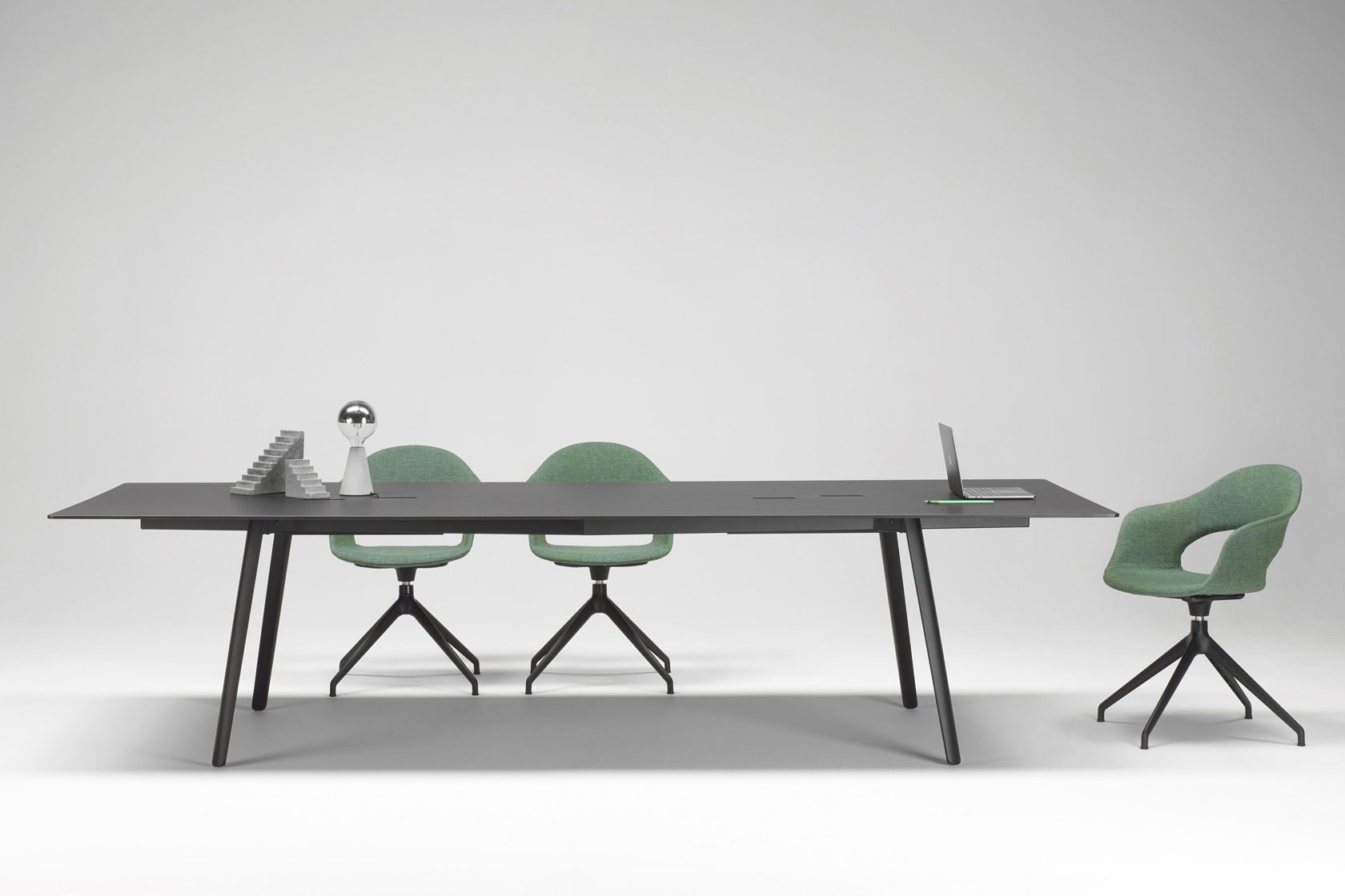 Die-cast aluminum office table with a rectangular 118x47" HPL top Squid 2432 OF