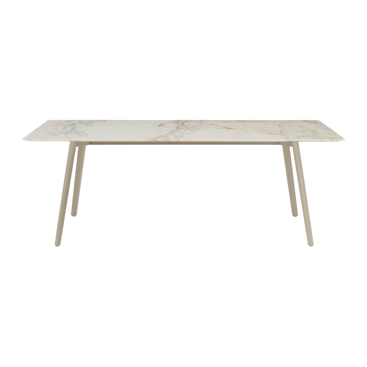 Rectangular 82x39" metal table with a marble top