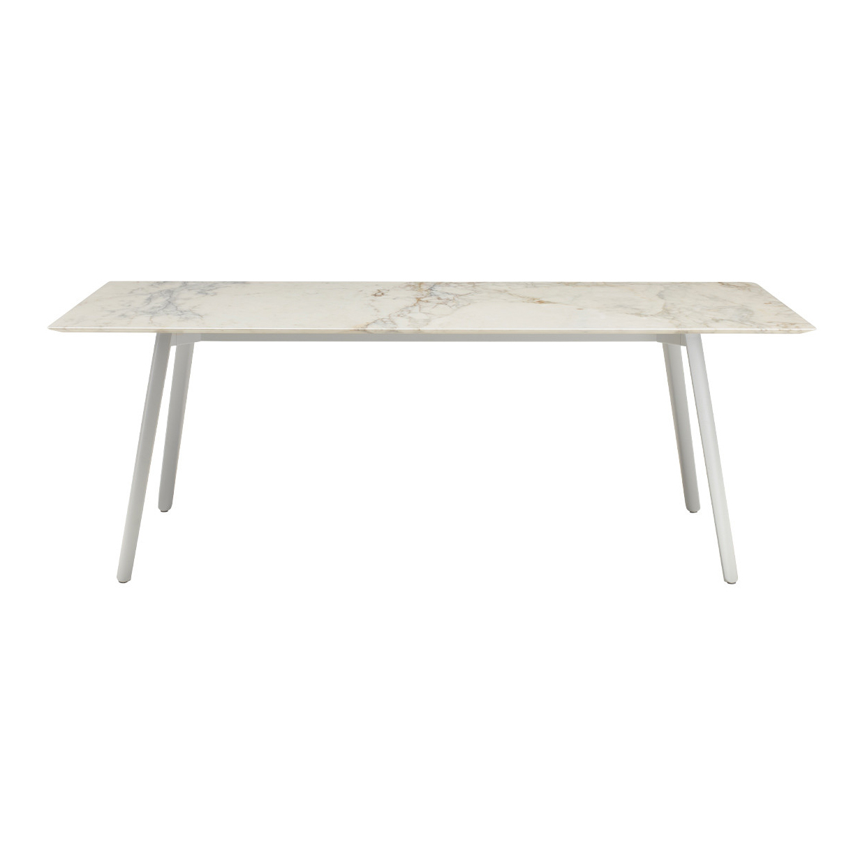 Die-cast aluminum table with a rectangular 82x39" marble top Squid M 2433