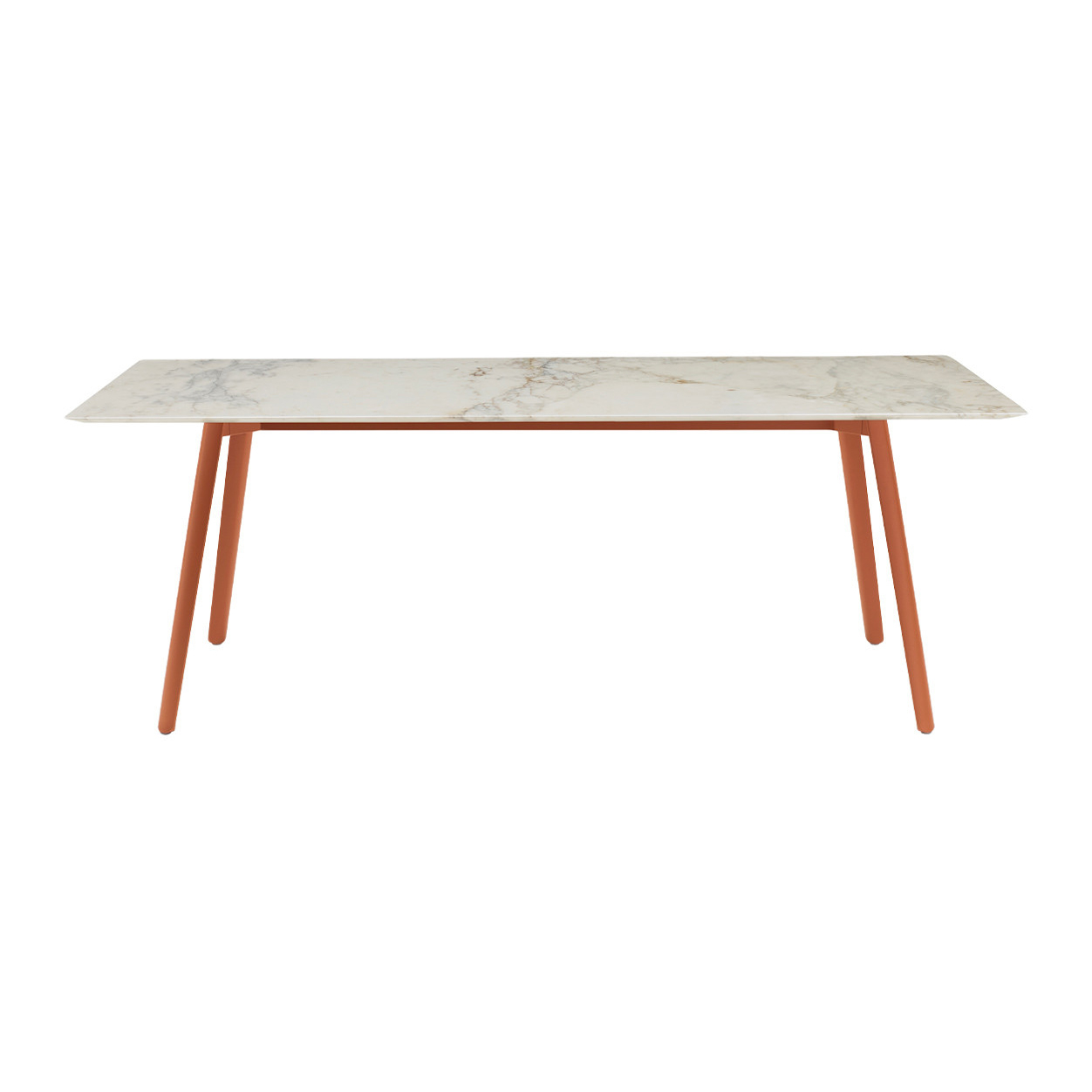 Die-cast aluminum table with a rectangular 82x39" marble top Squid M 2433