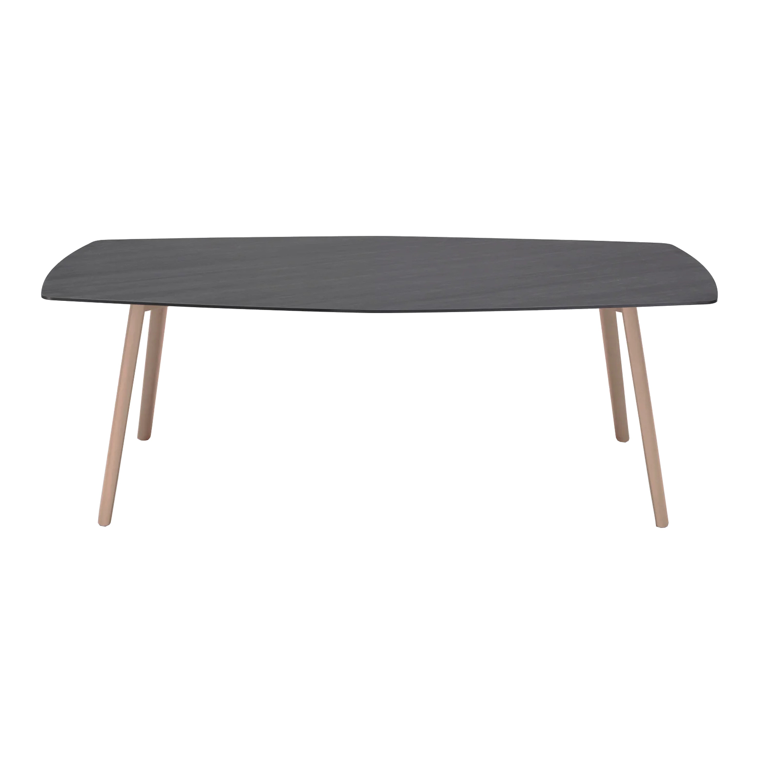 Die-cast aluminum table with a hexagonal 118x51" compact laminate top Squid 2437