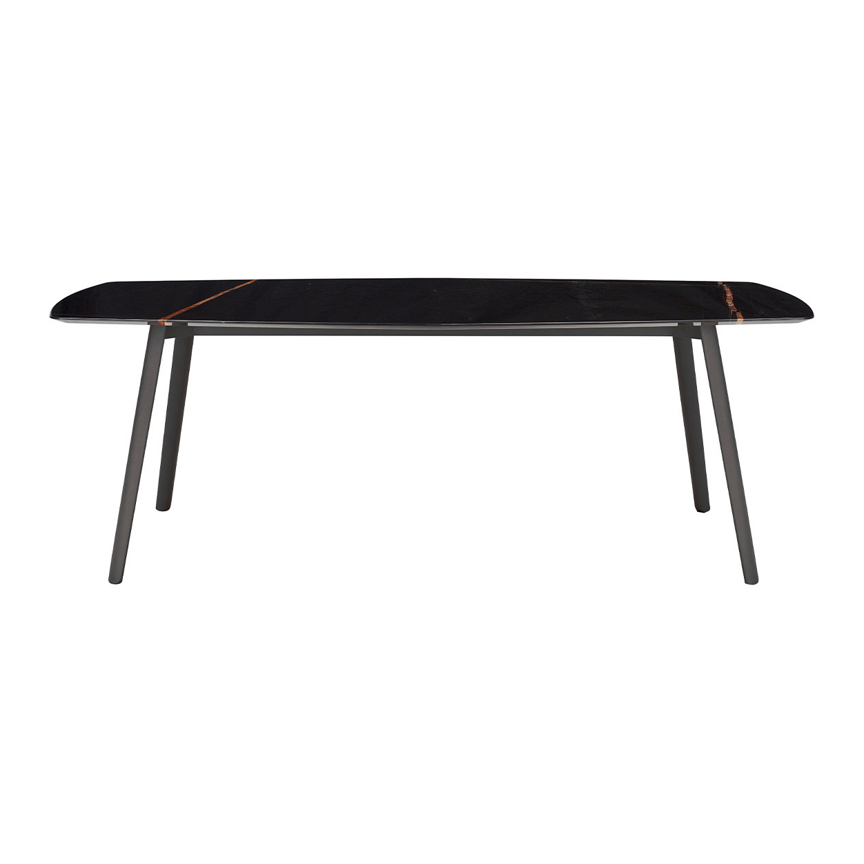 Die-cast aluminum table with a hexagonal 82x43" marble top Squid M 2438