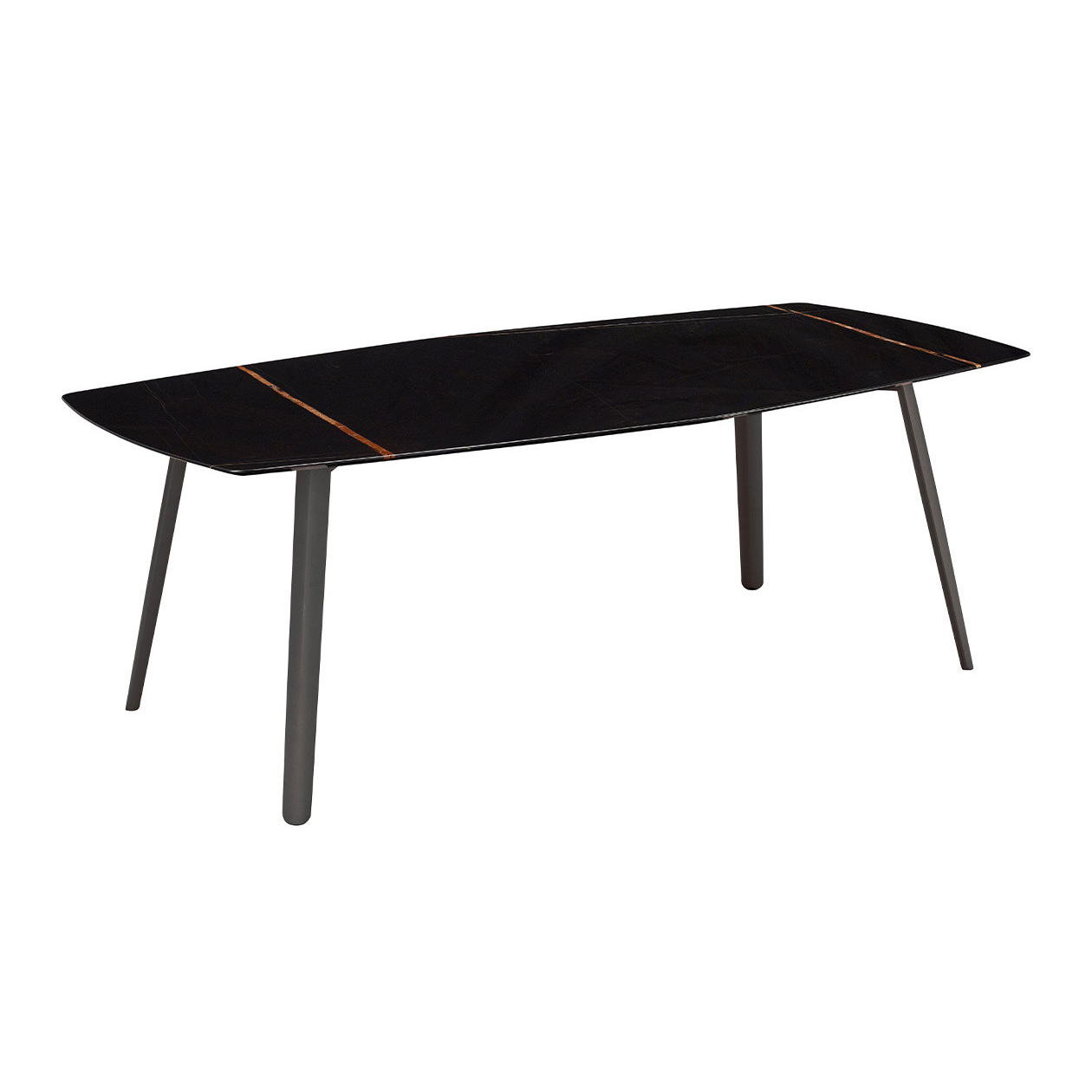 Die-cast aluminum table with a hexagonal 82x43" marble top Squid M 2438