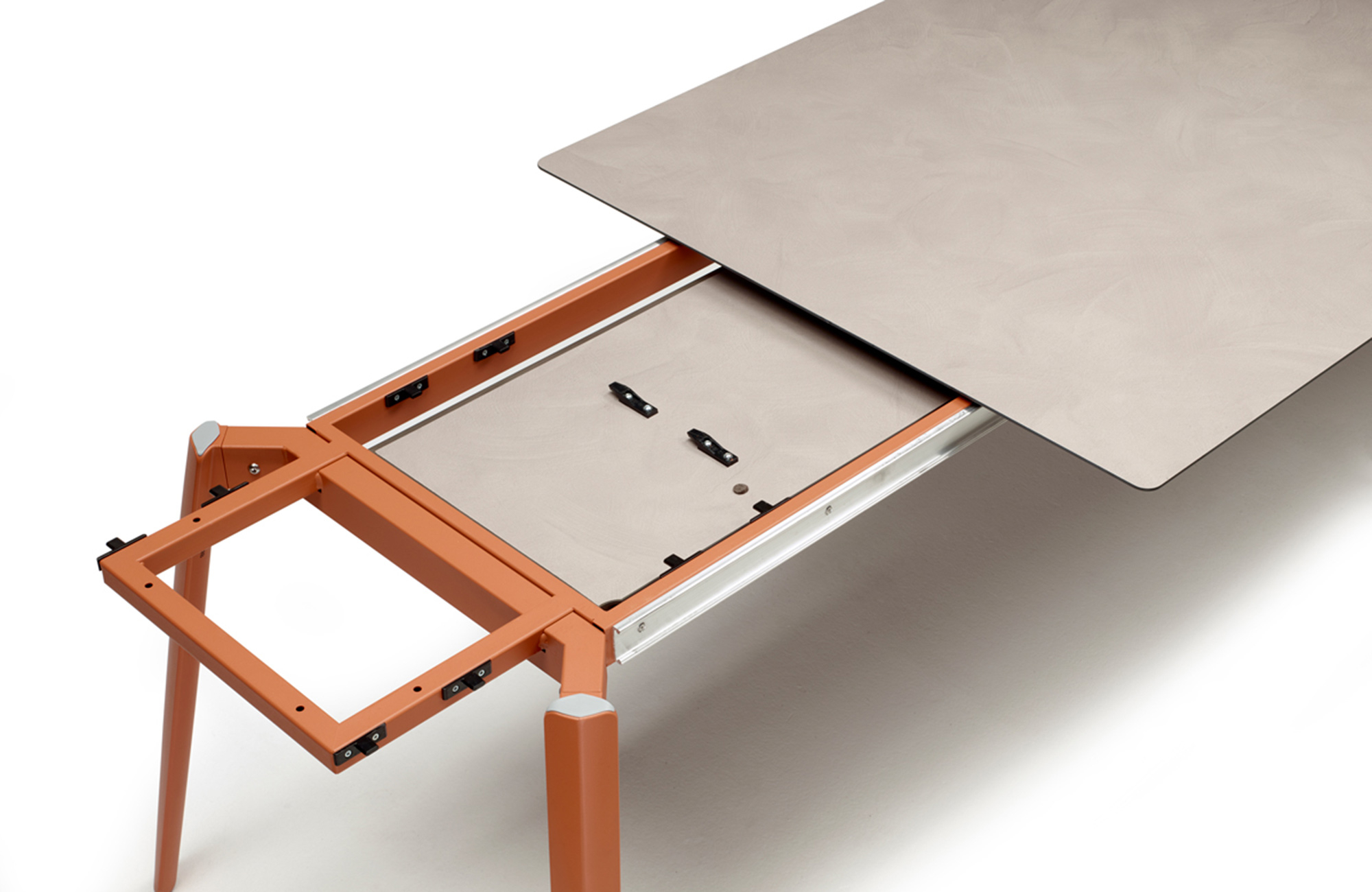 Die-cast aluminum extending table with a rectangular 82/98/114x39" HPL top Squid 2439