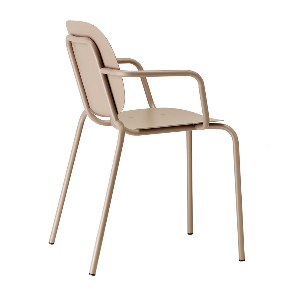 Stackable steel garden chair with armrests B-2502 Si-Si