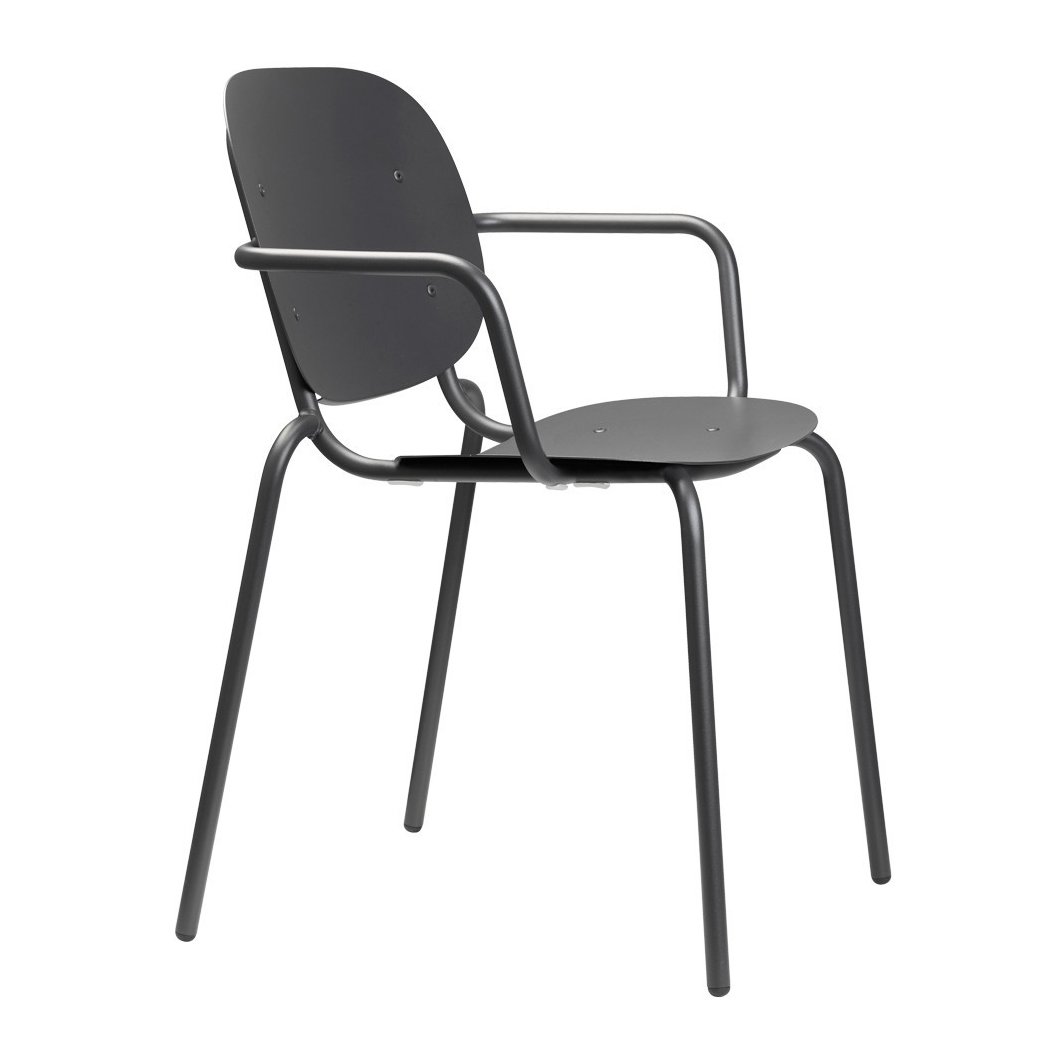 Stackable steel garden chair with armrests B-2502 Si-Si