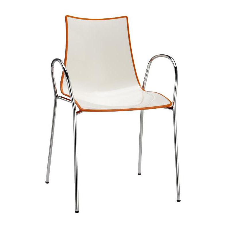 Chair with polymer shell and steel frame B-2610 Zebra Bicolore