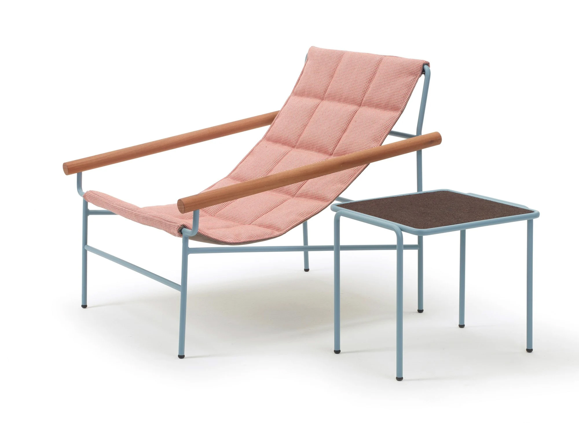 Steel chaise lounger with iroko armrests Dress Code Glam Outdoor