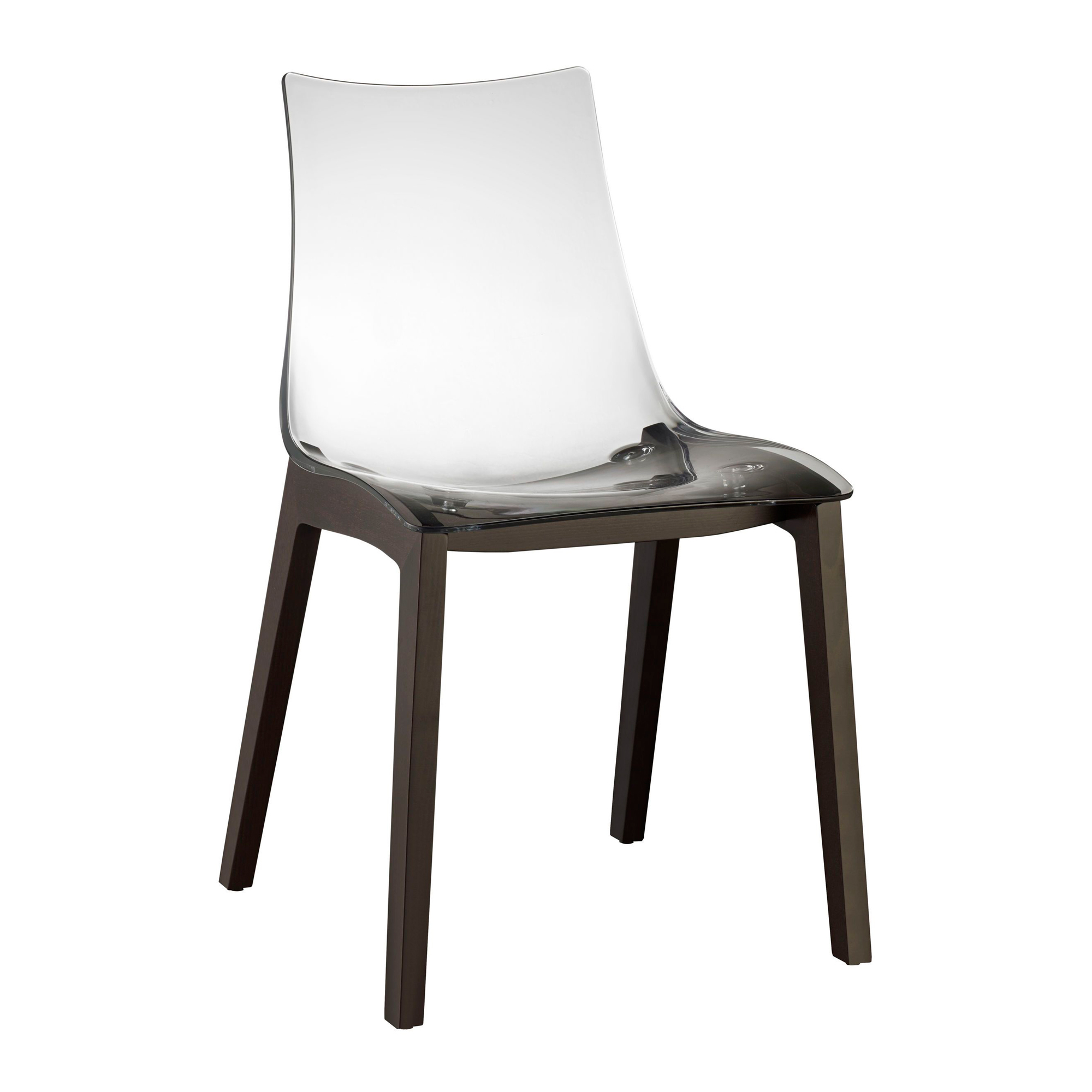 Transparent plastic chair with wood