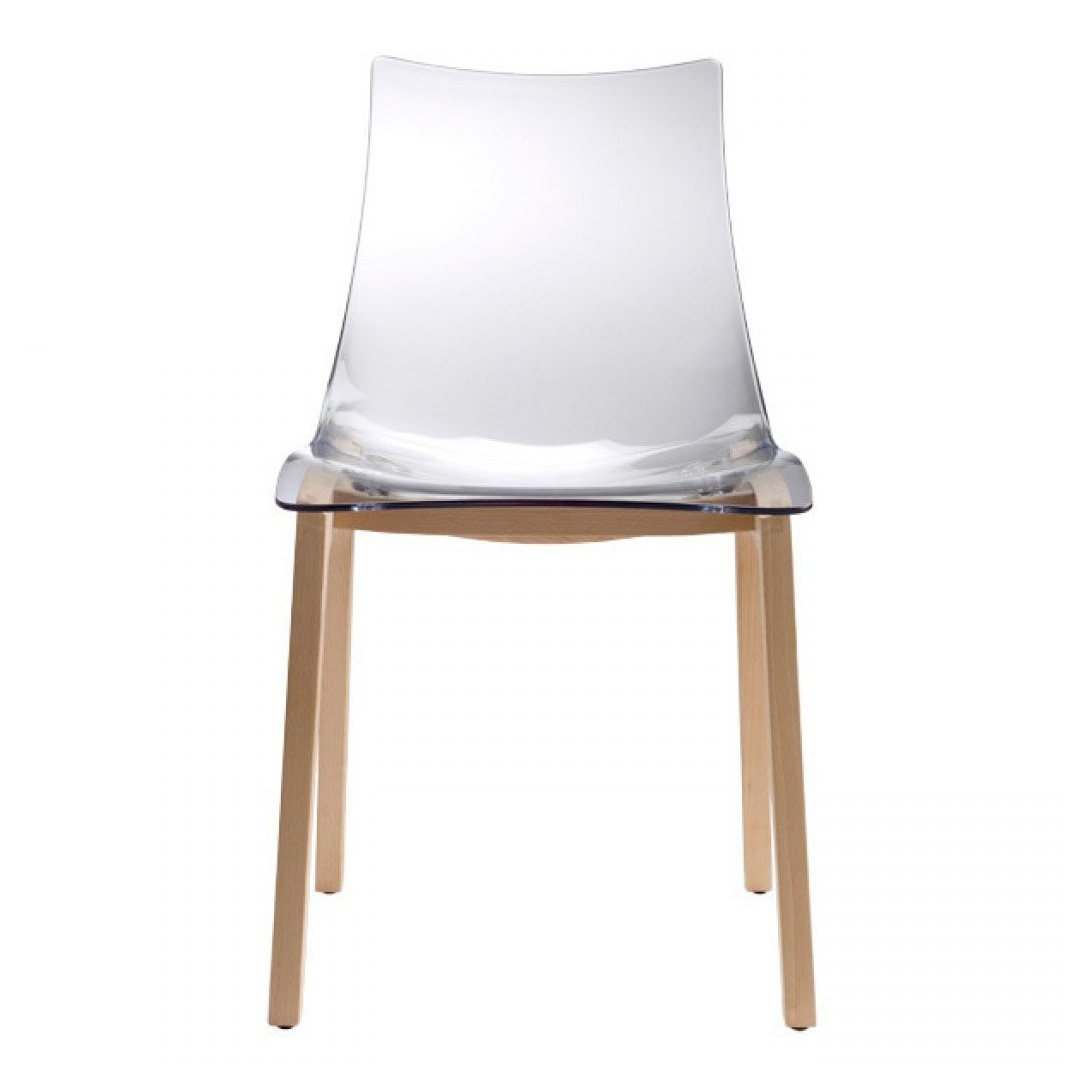 Transparent polycarbonate chair with beech frame A-2805 Natural Zebra