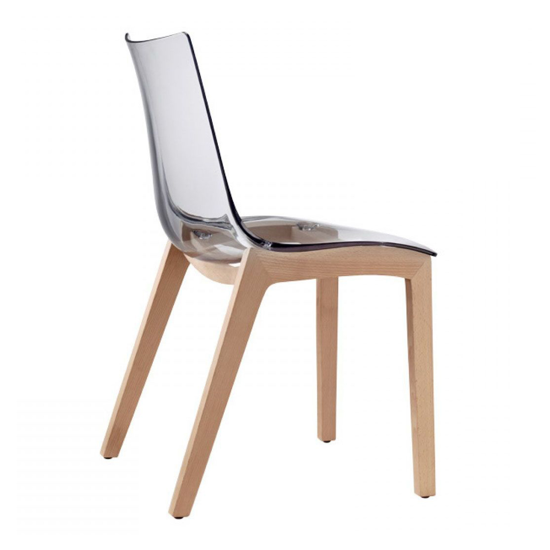 Transparent polycarbonate chair with beech frame A-2805 Natural Zebra