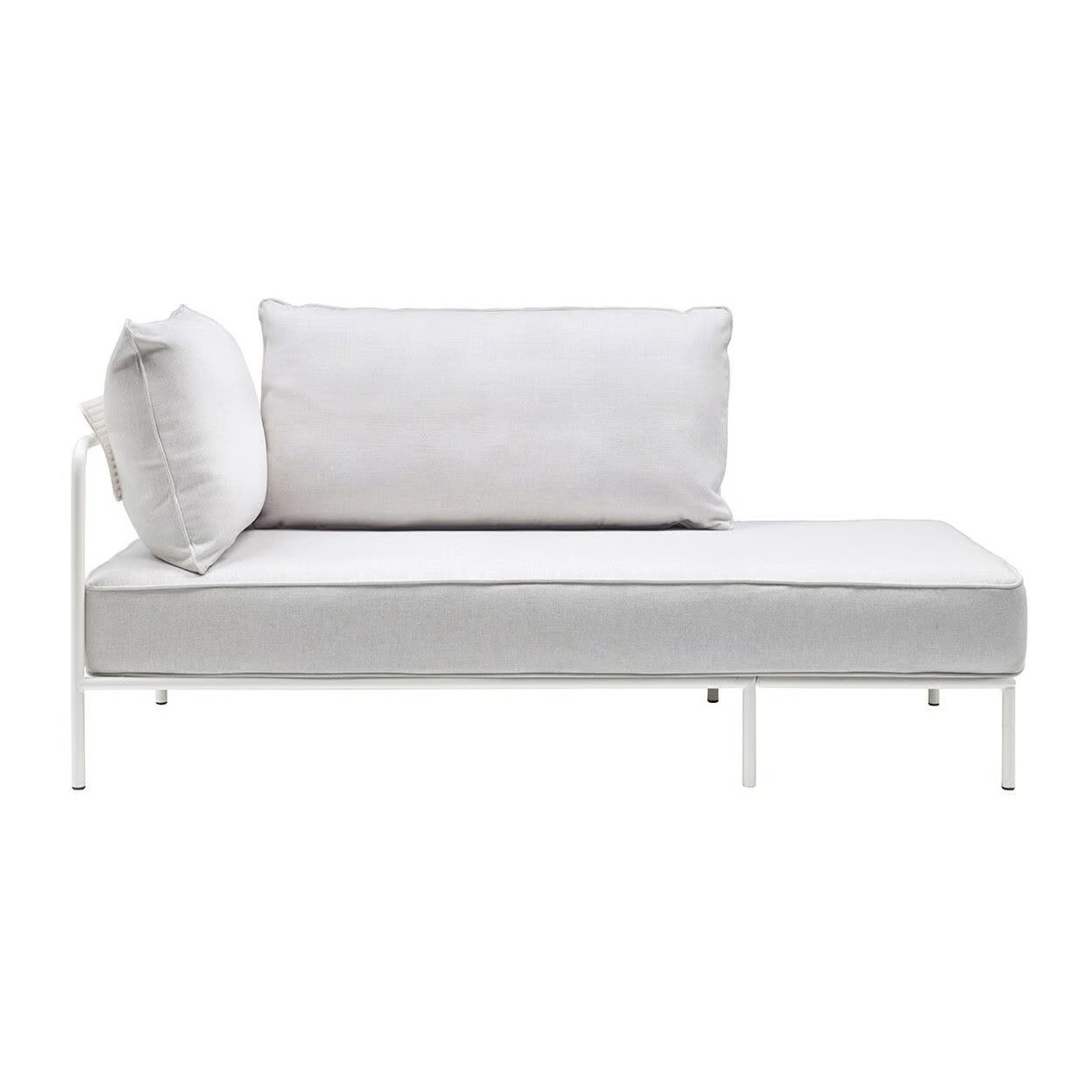Metal chaise longue with left armrest