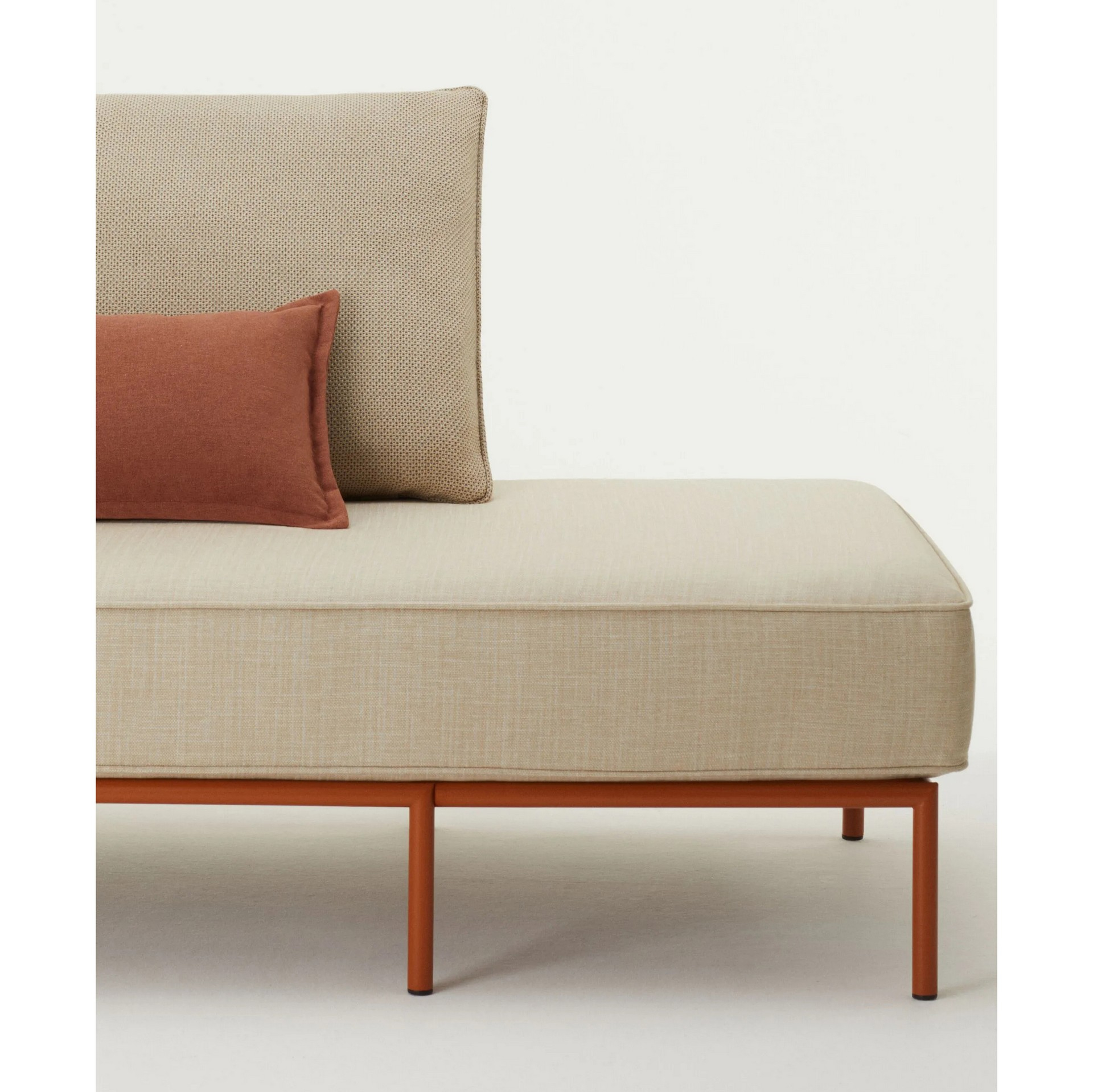 Outdoor metal chaise longue with left armrest FLAP