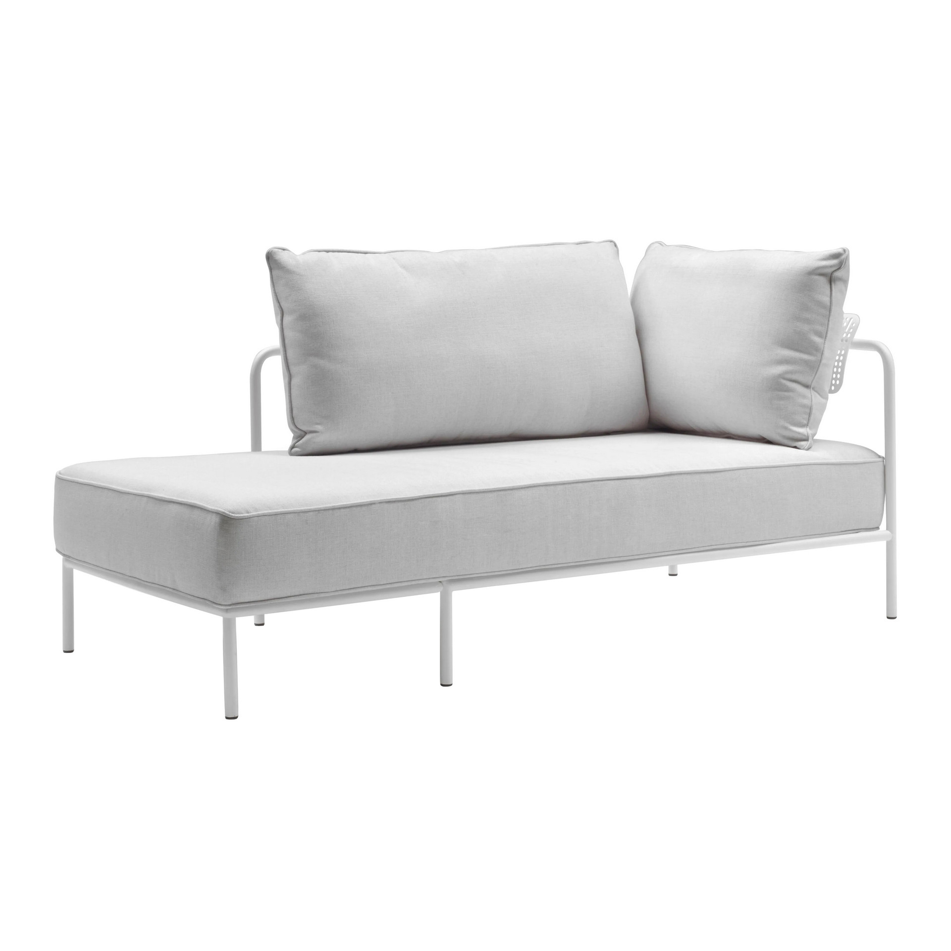 Outdoor metal chaise longue with right armrest FLAP
