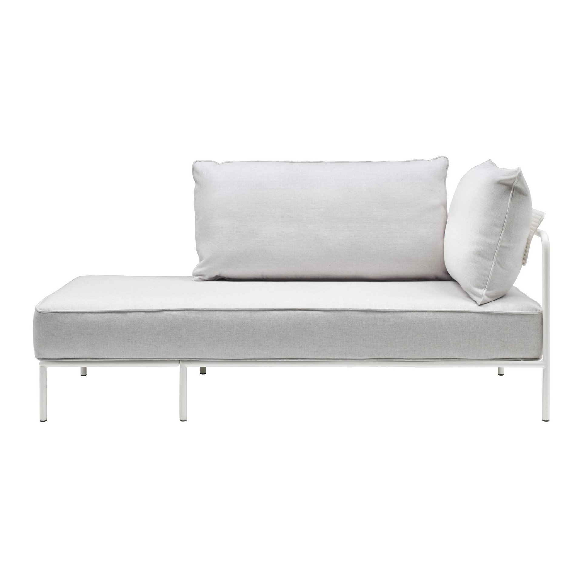 Metal chaise longue with right armrest
