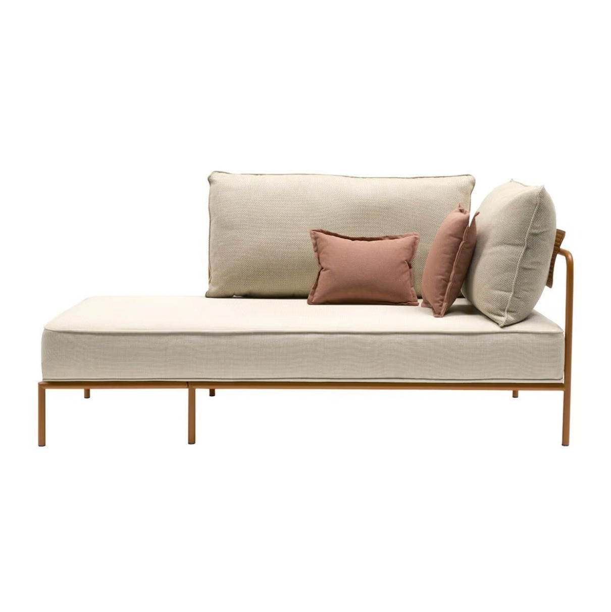 Outdoor metal chaise longue with right armrest FLAP