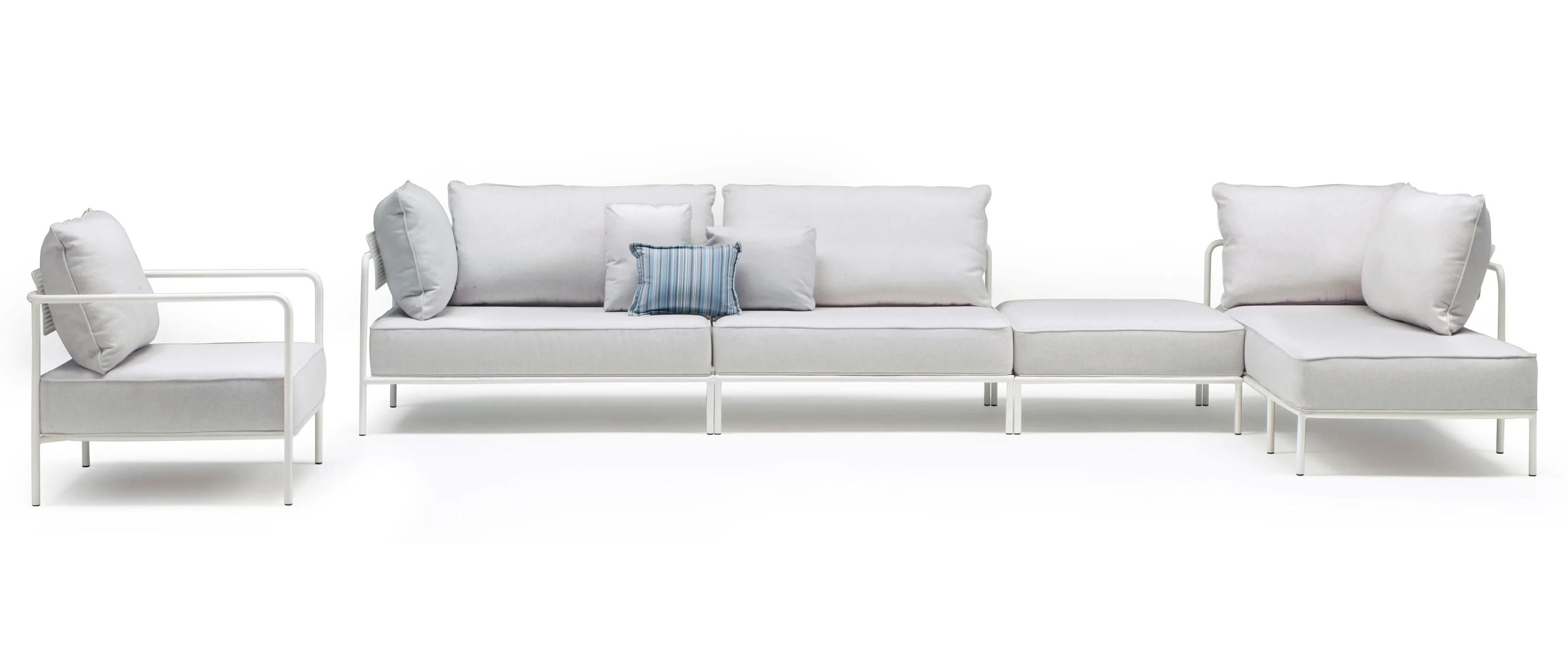 Modular steel and fabric pouf FLAP