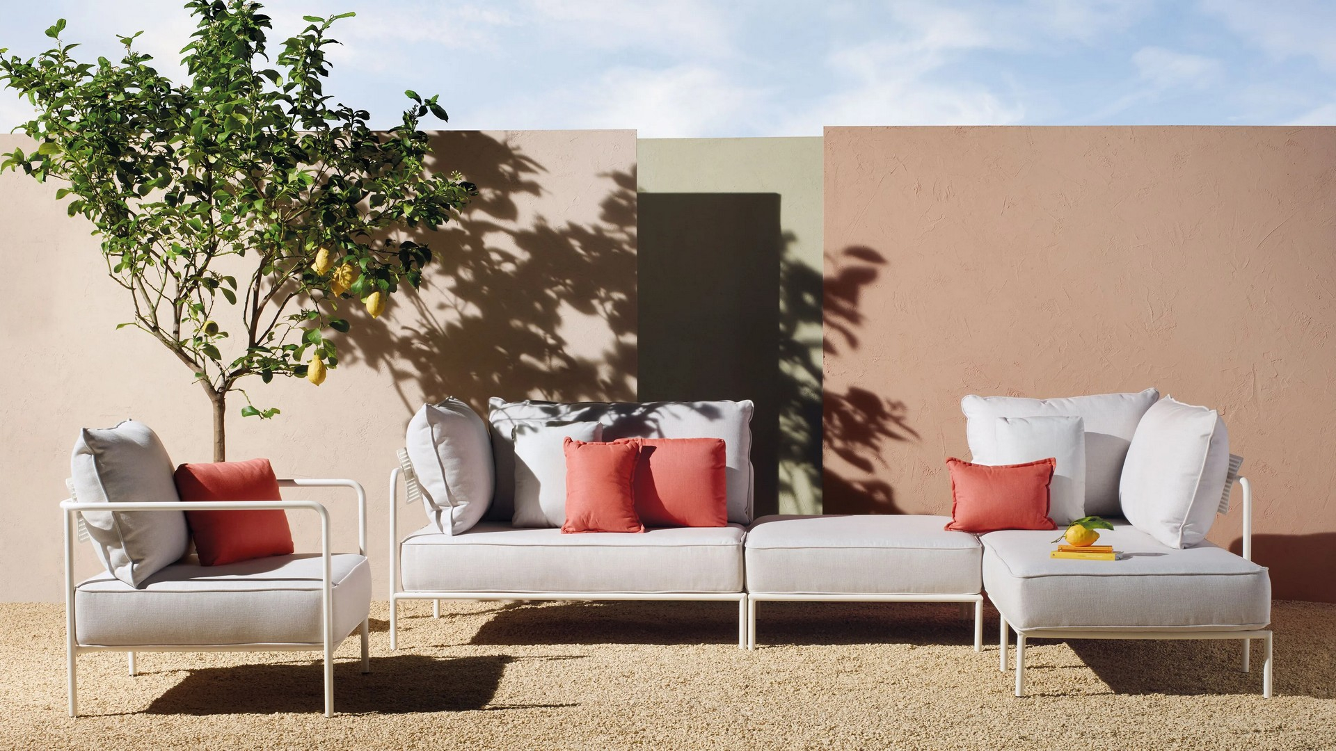 Modular steel and fabric pouf FLAP